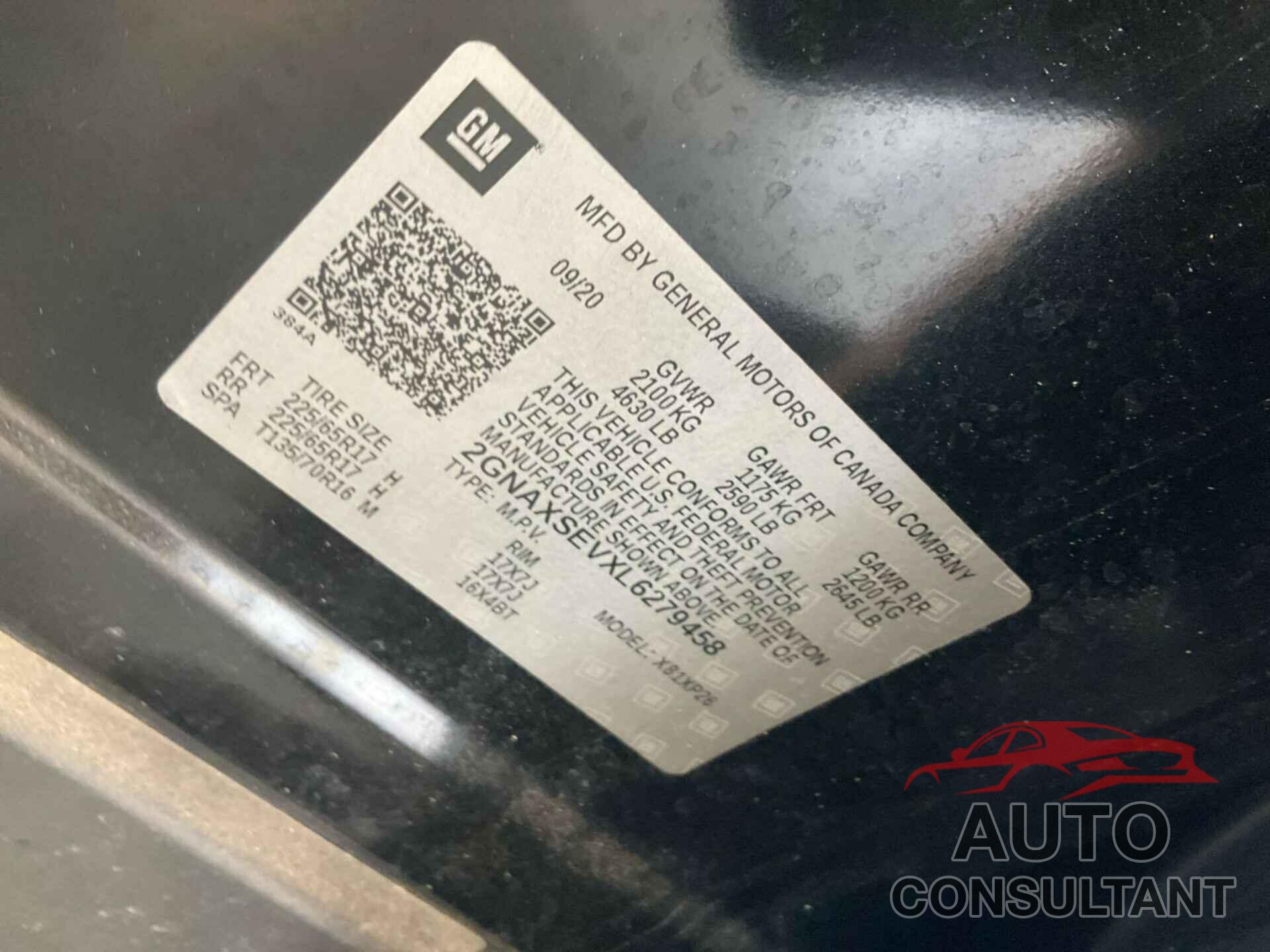 CHEVROLET EQUINOX 2020 - 2GNAXSEVXL6279458