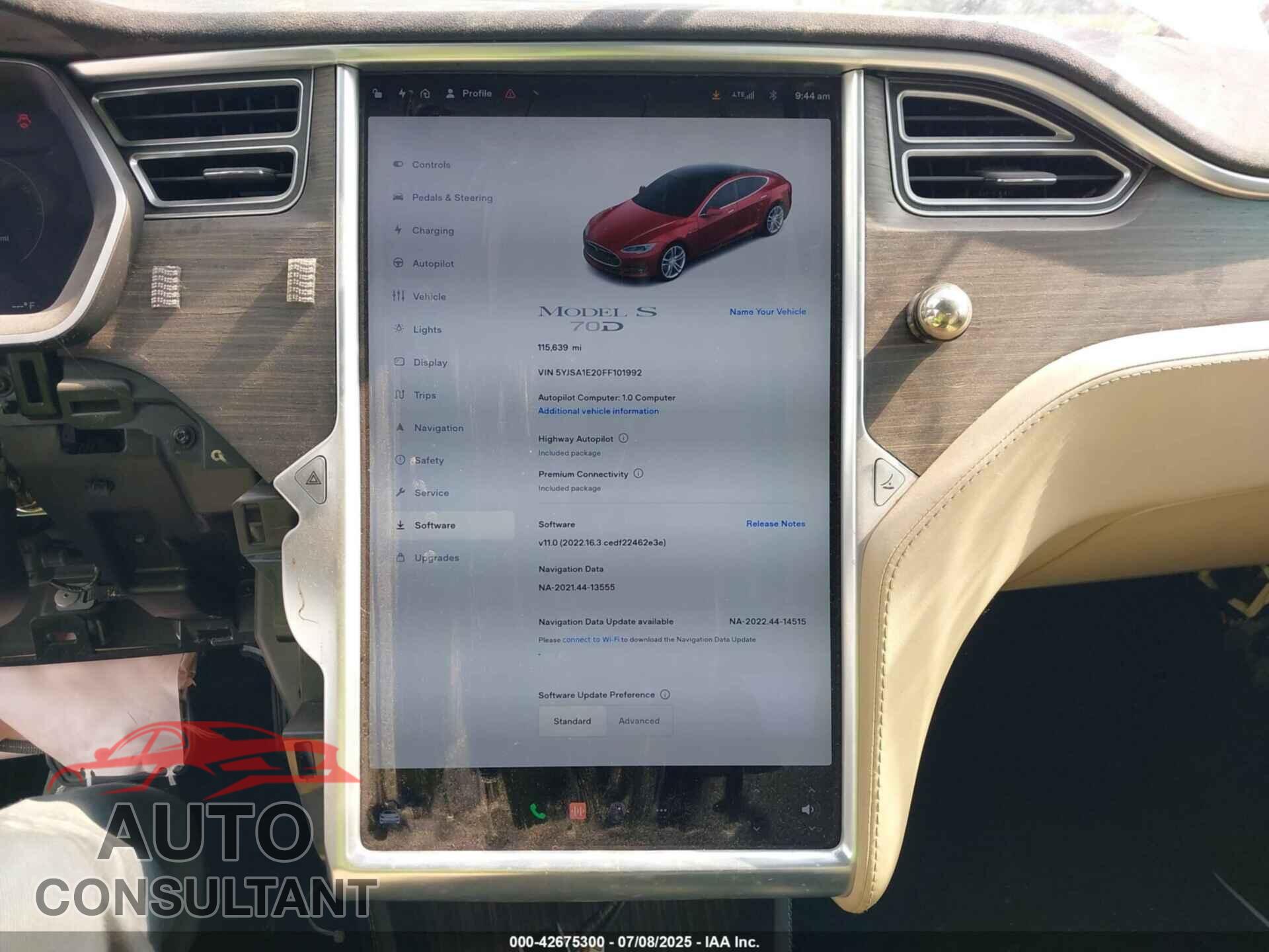 TESLA MODEL S 2015 - 5YJSA1E20FF101992