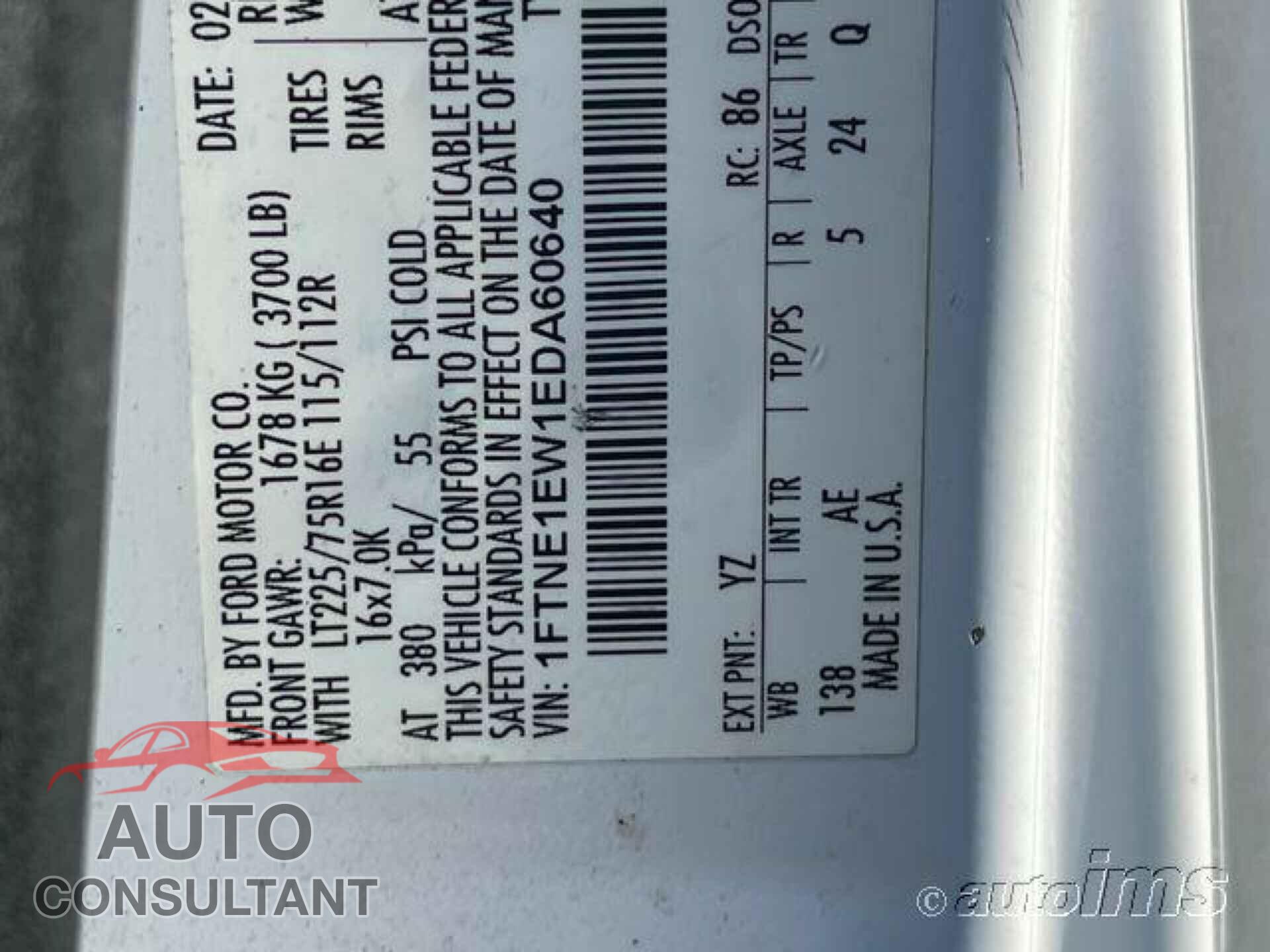 FORD ECONOLINE 2014 - 1FTNE1EW1EDA60640