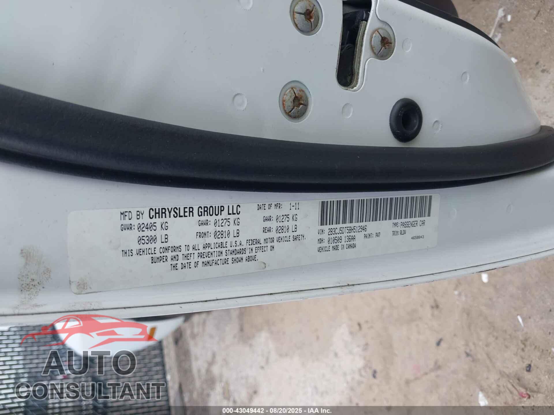 DODGE CHALLENGER 2011 - 2B3CJ5DT5BH512946