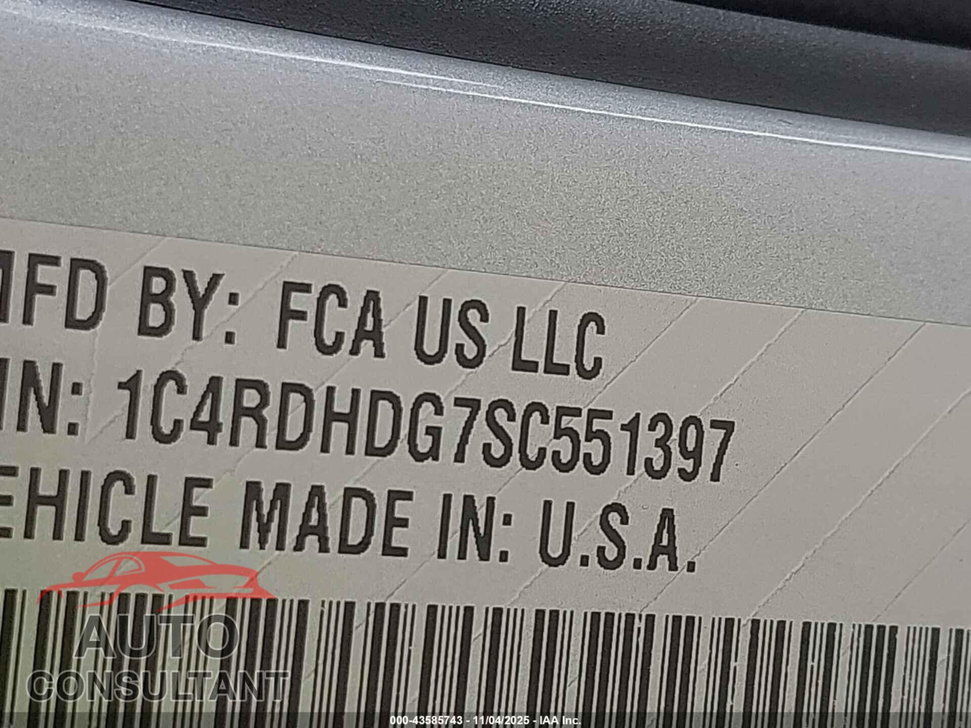 DODGE DURANGO 2025 - 1C4RDHDG7SC551397