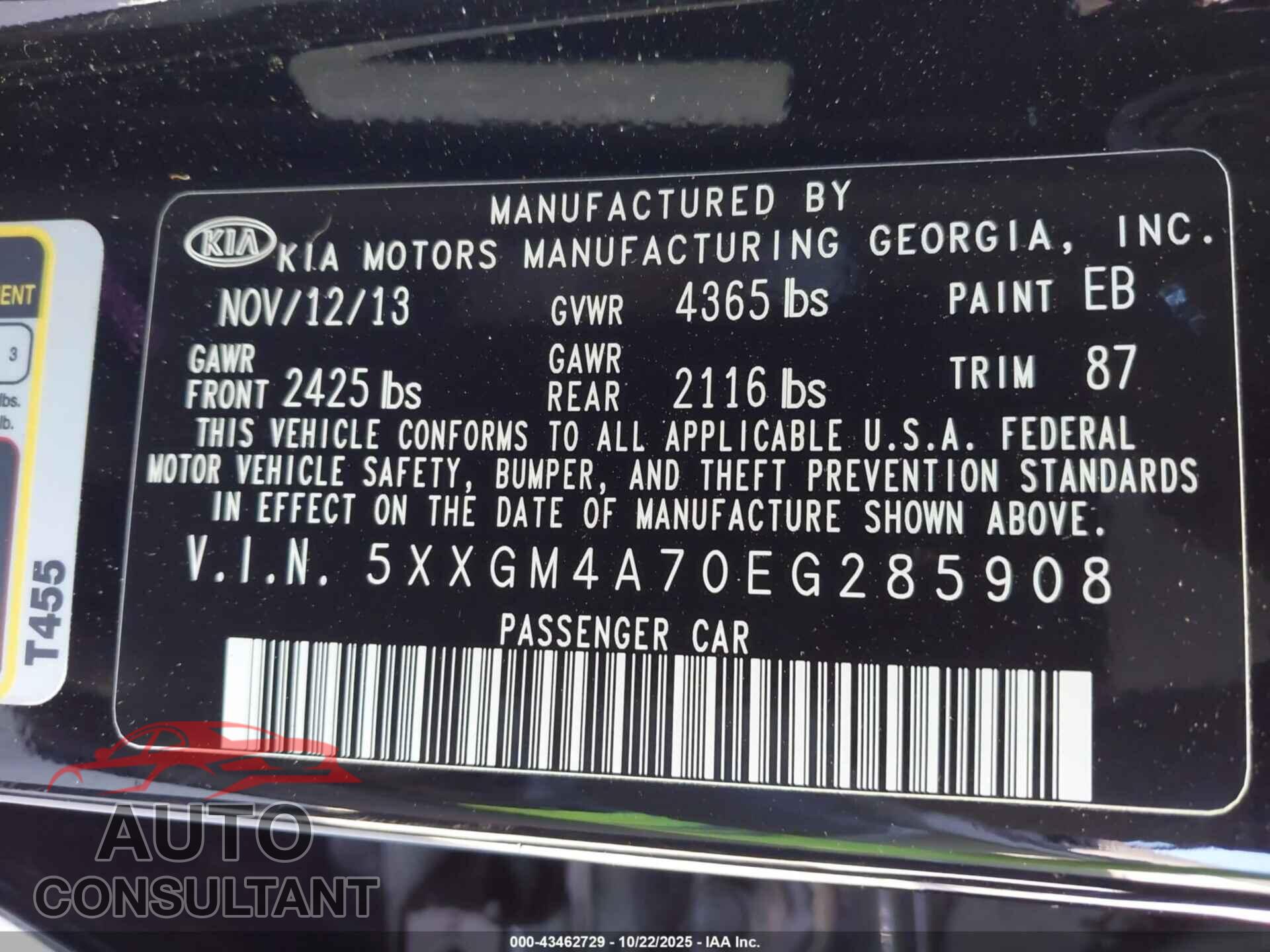 KIA OPTIMA 2014 - 5XXGM4A70EG285908