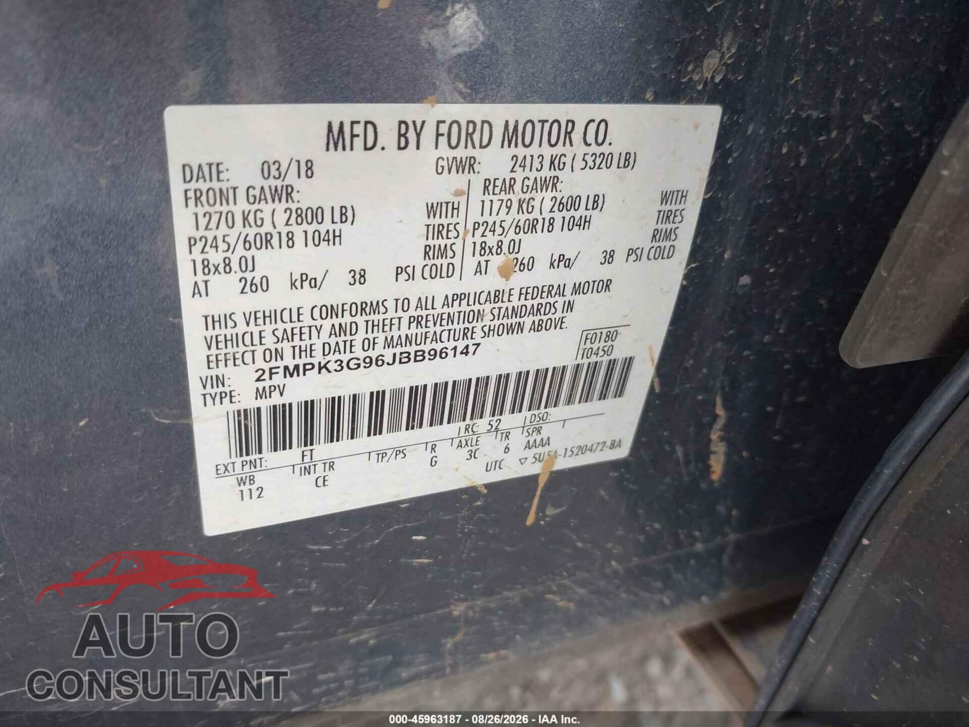 FORD EDGE 2018 - 2FMPK3G96JBB96147