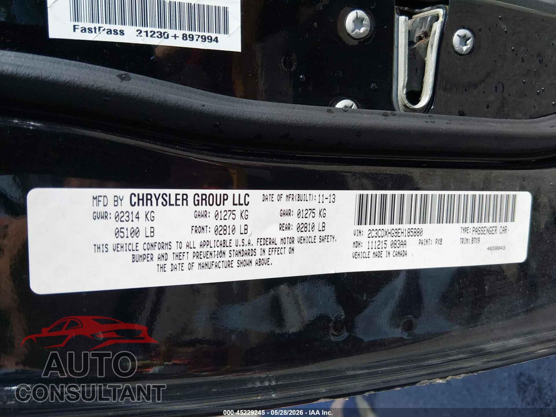 DODGE CHARGER 2014 - 2C3CDXHG9EH185880