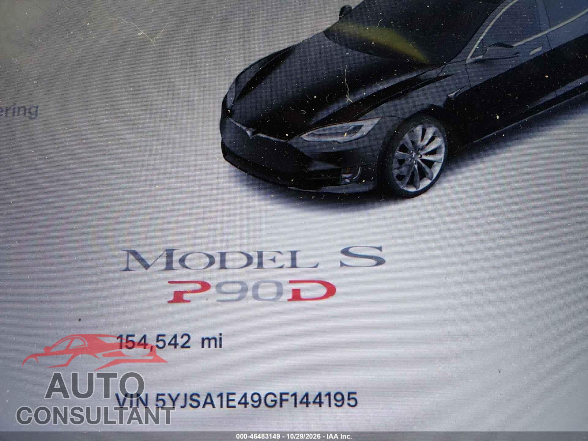 TESLA MODEL S 2016 - 5YJSA1E49GF144195