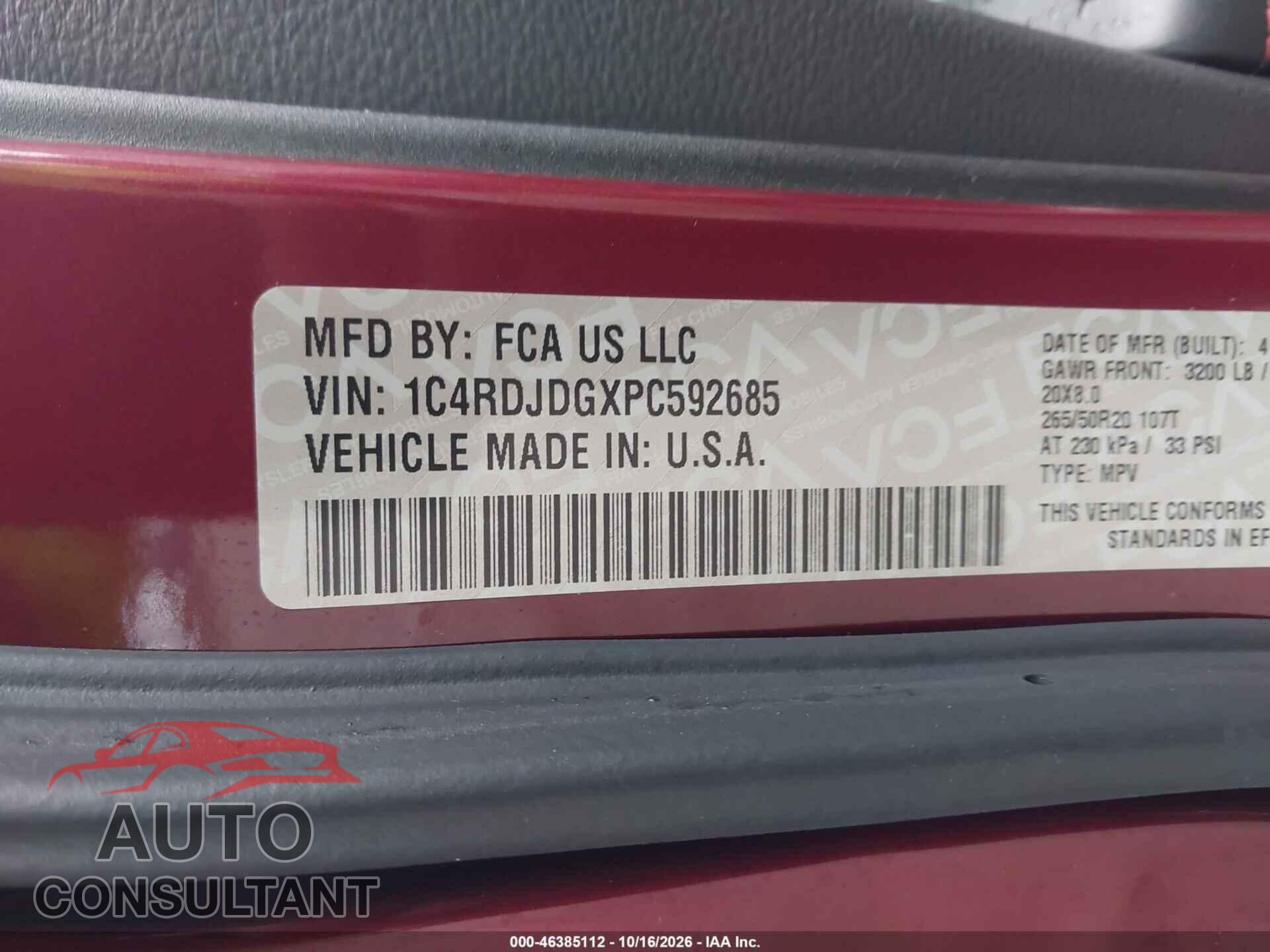 DODGE DURANGO 2023 - 1C4RDJDGXPC592685