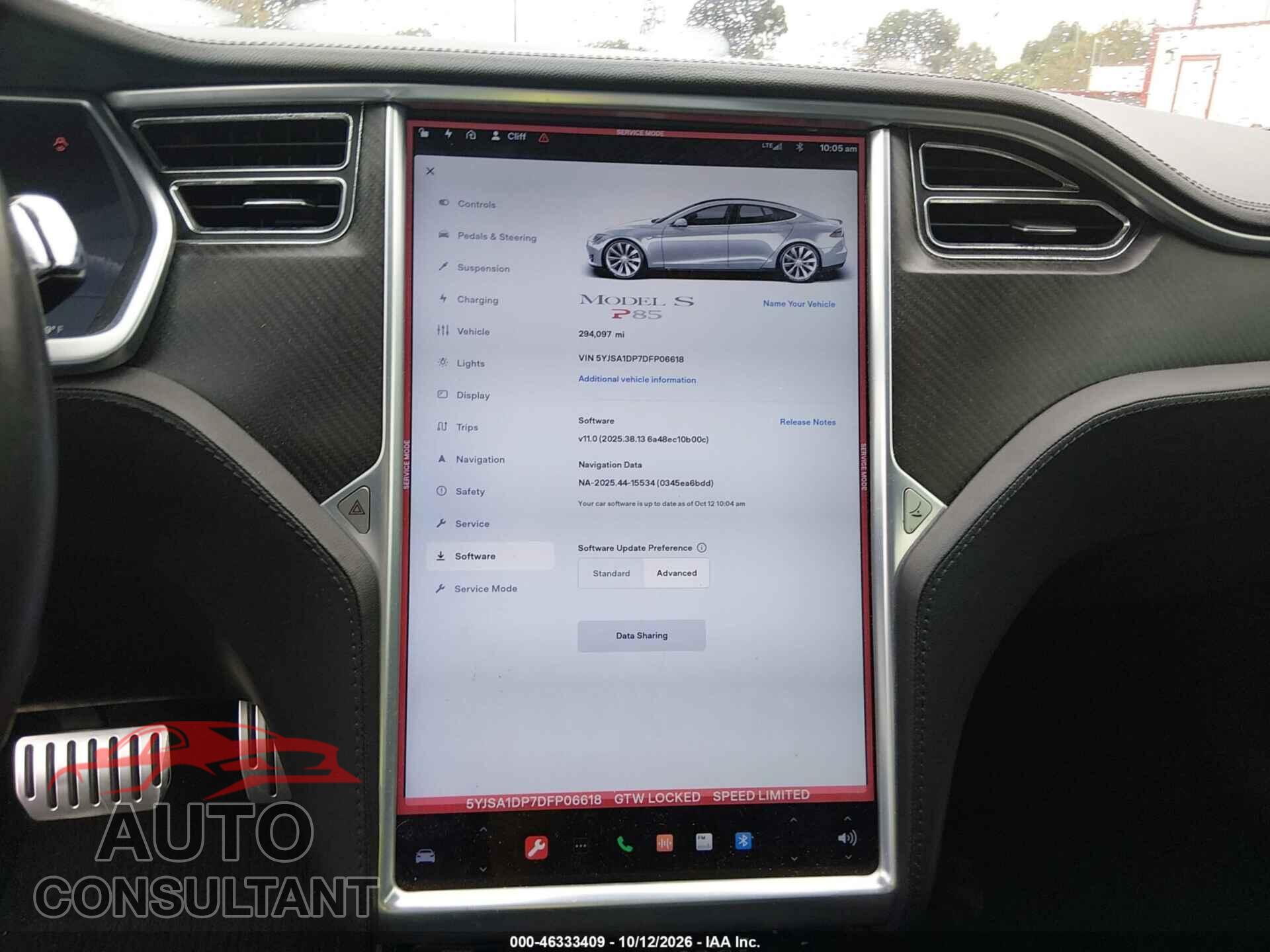TESLA MODEL S 2013 - 5YJSA1DP7DFP06618