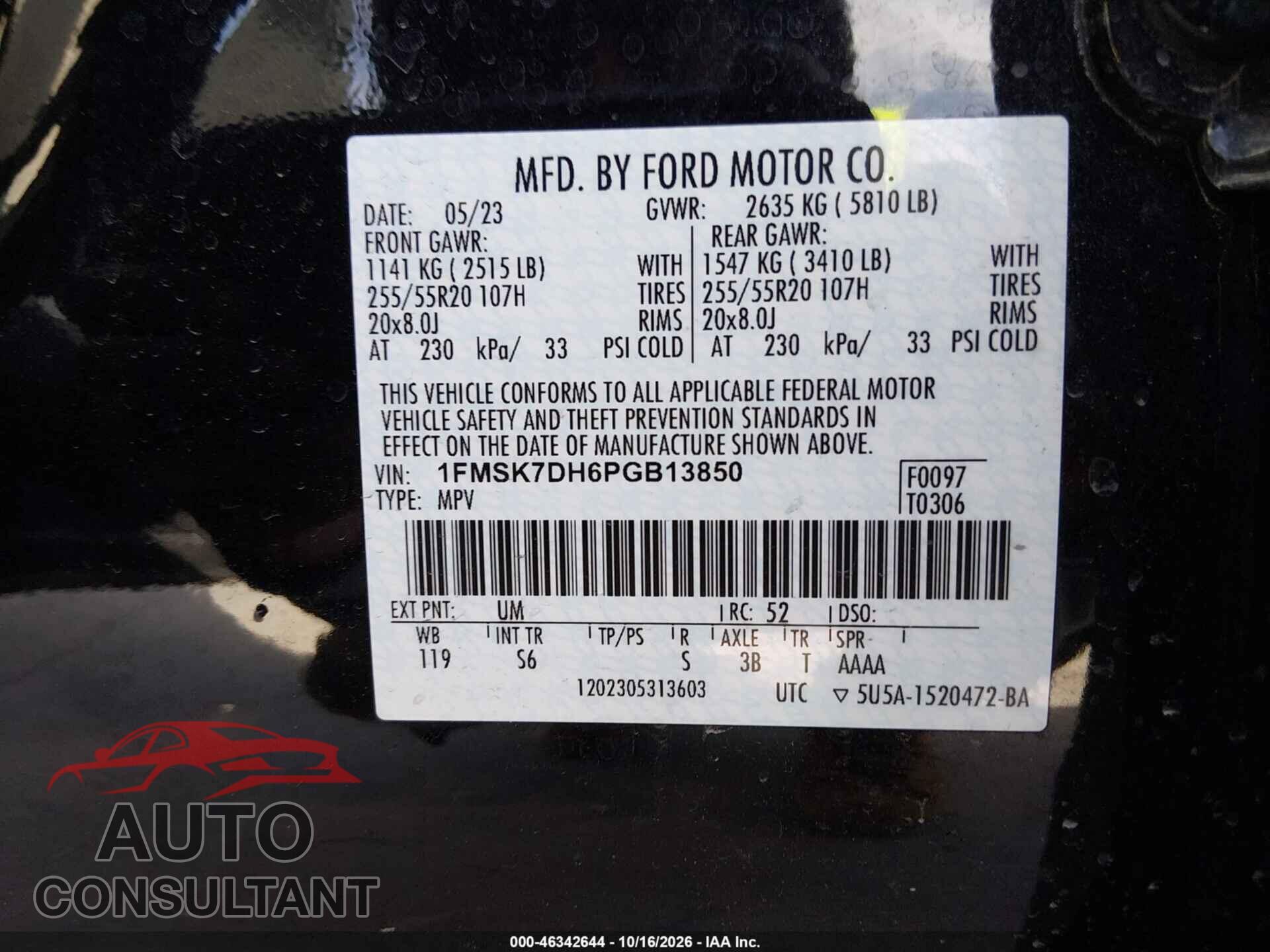 FORD EXPLORER 2023 - 1FMSK7DH6PGB13850