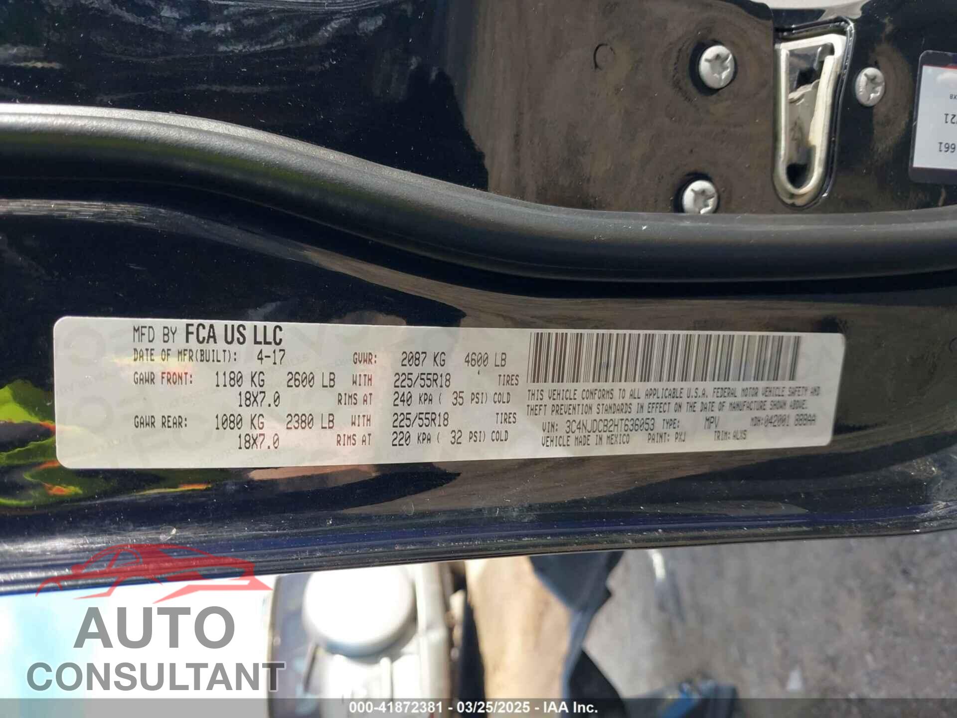 JEEP NEW COMPASS 2017 - 3C4NJDCB2HT636053