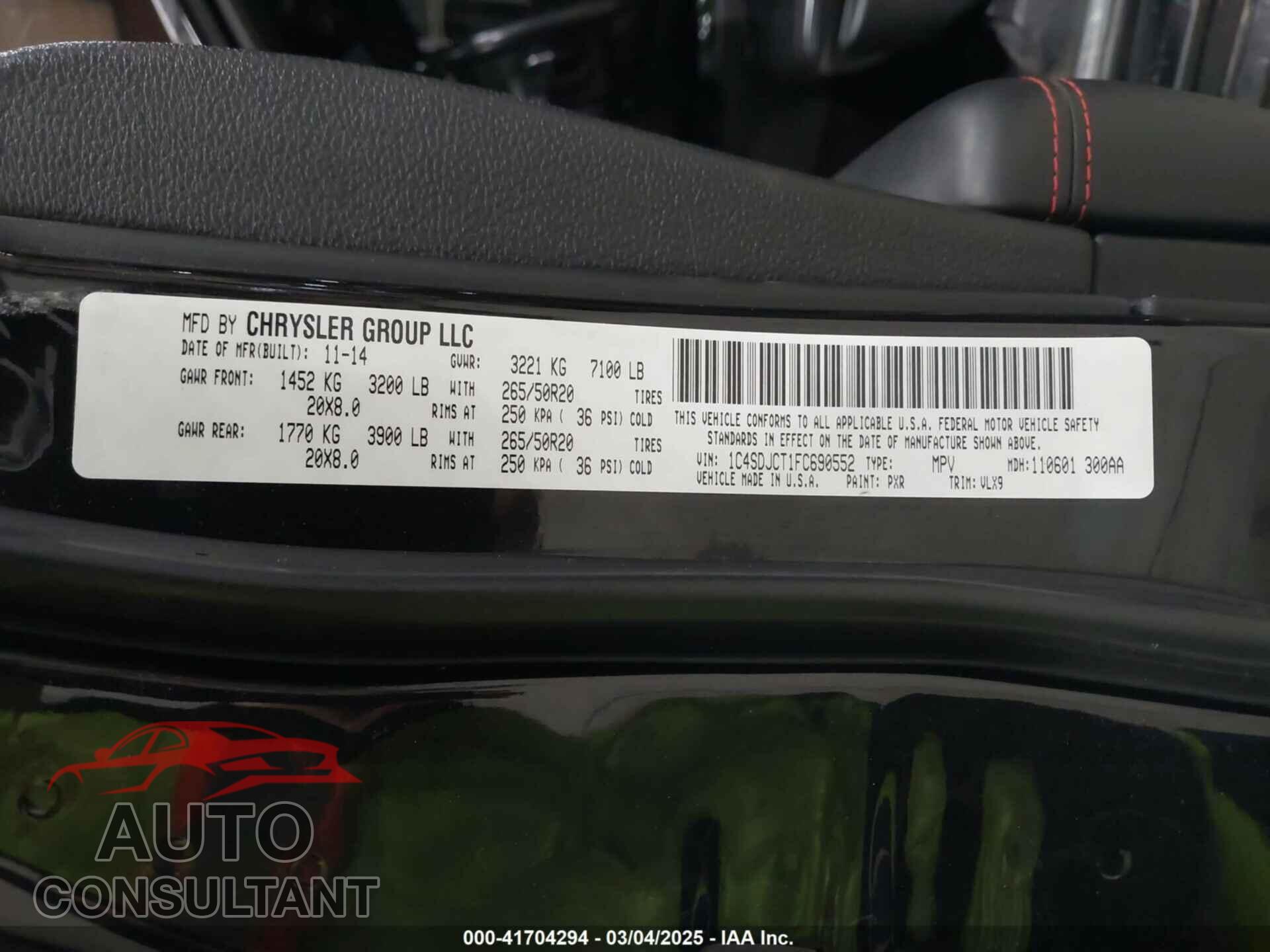 DODGE DURANGO 2015 - 1C4SDJCT1FC690552