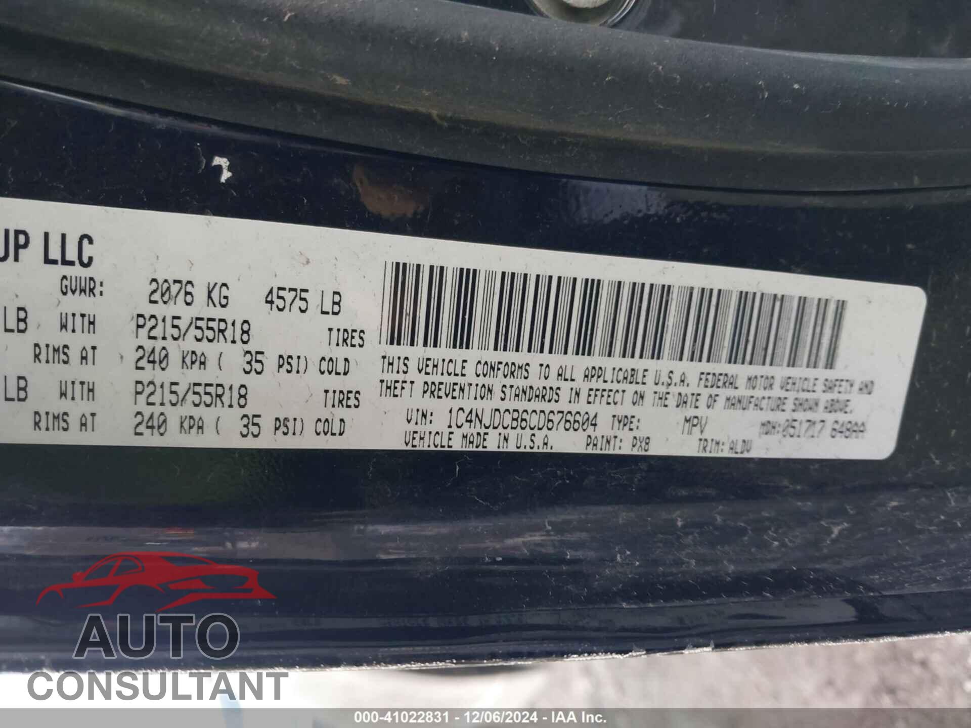 JEEP COMPASS 2012 - 1C4NJDCB6CD676604