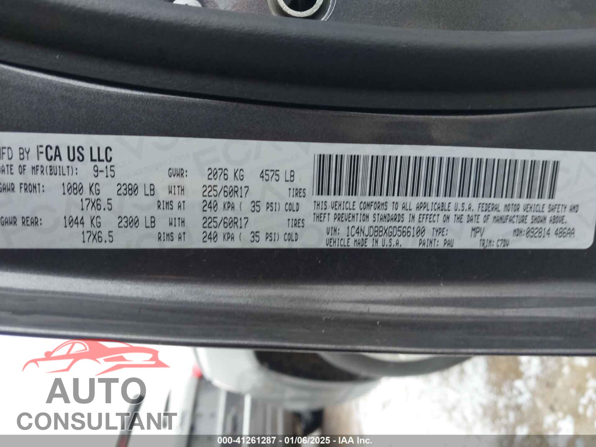 JEEP COMPASS 2016 - 1C4NJDBBXGD566100