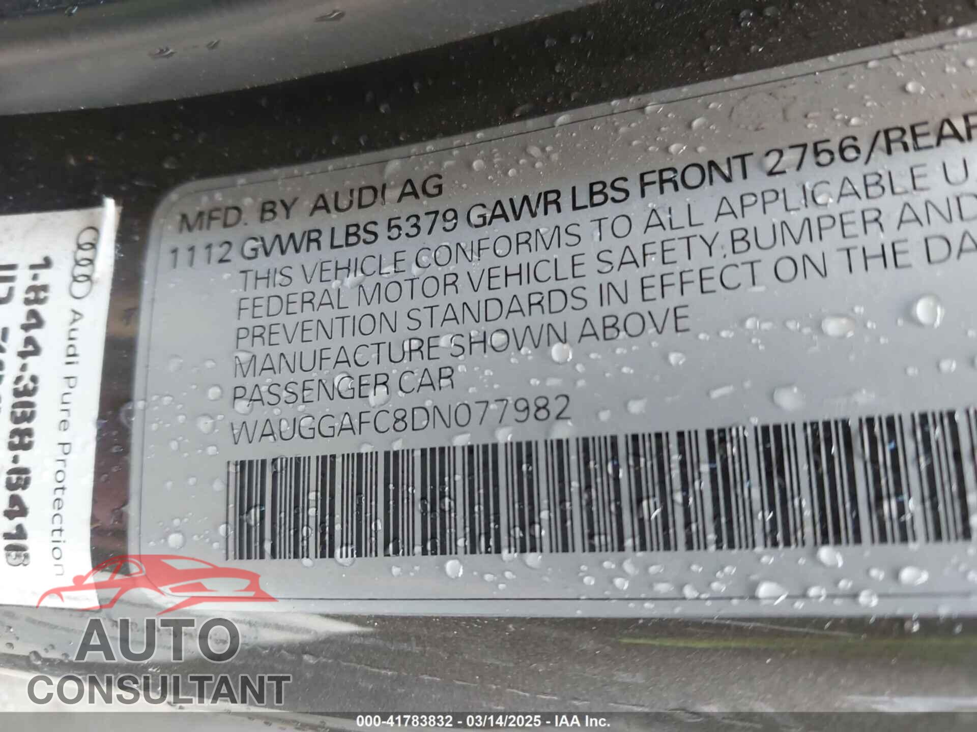 AUDI A6 2013 - WAUGGAFC8DN077982