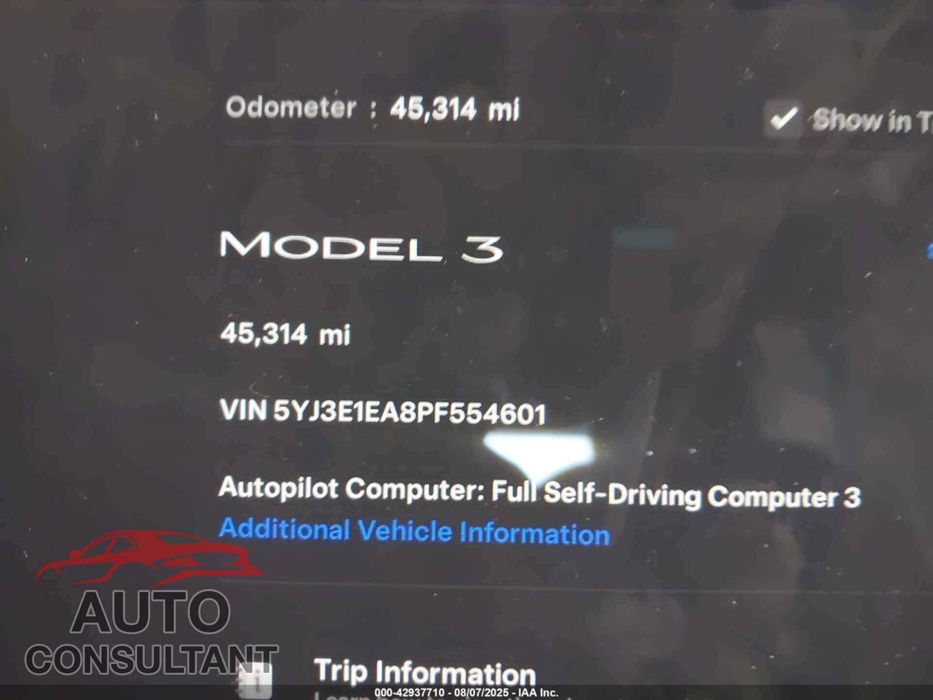 TESLA MODEL 3 2023 - 5YJ3E1EA8PF554601