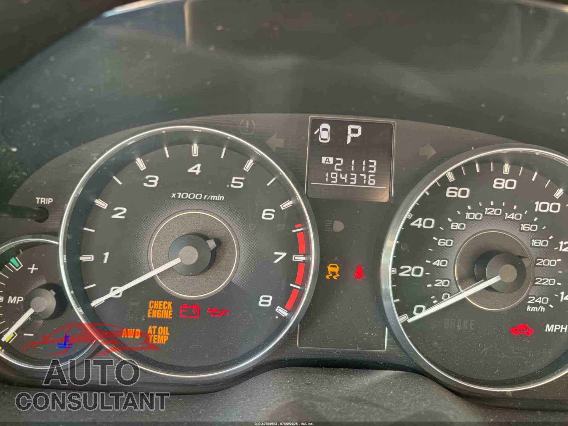 SUBARU OUTBACK 2012 - 4S4BRCKC5C3290533