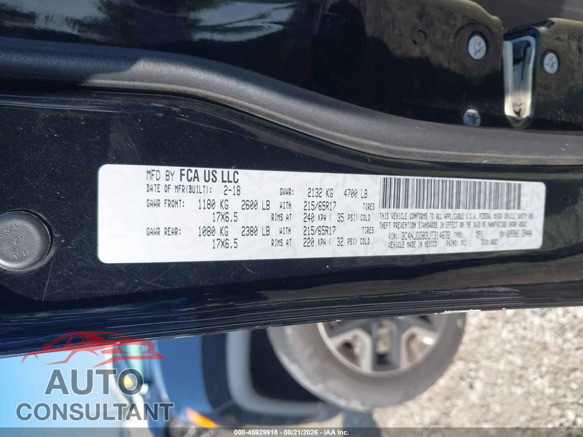 JEEP COMPASS 2018 - 3C4NJDDB3JT314672