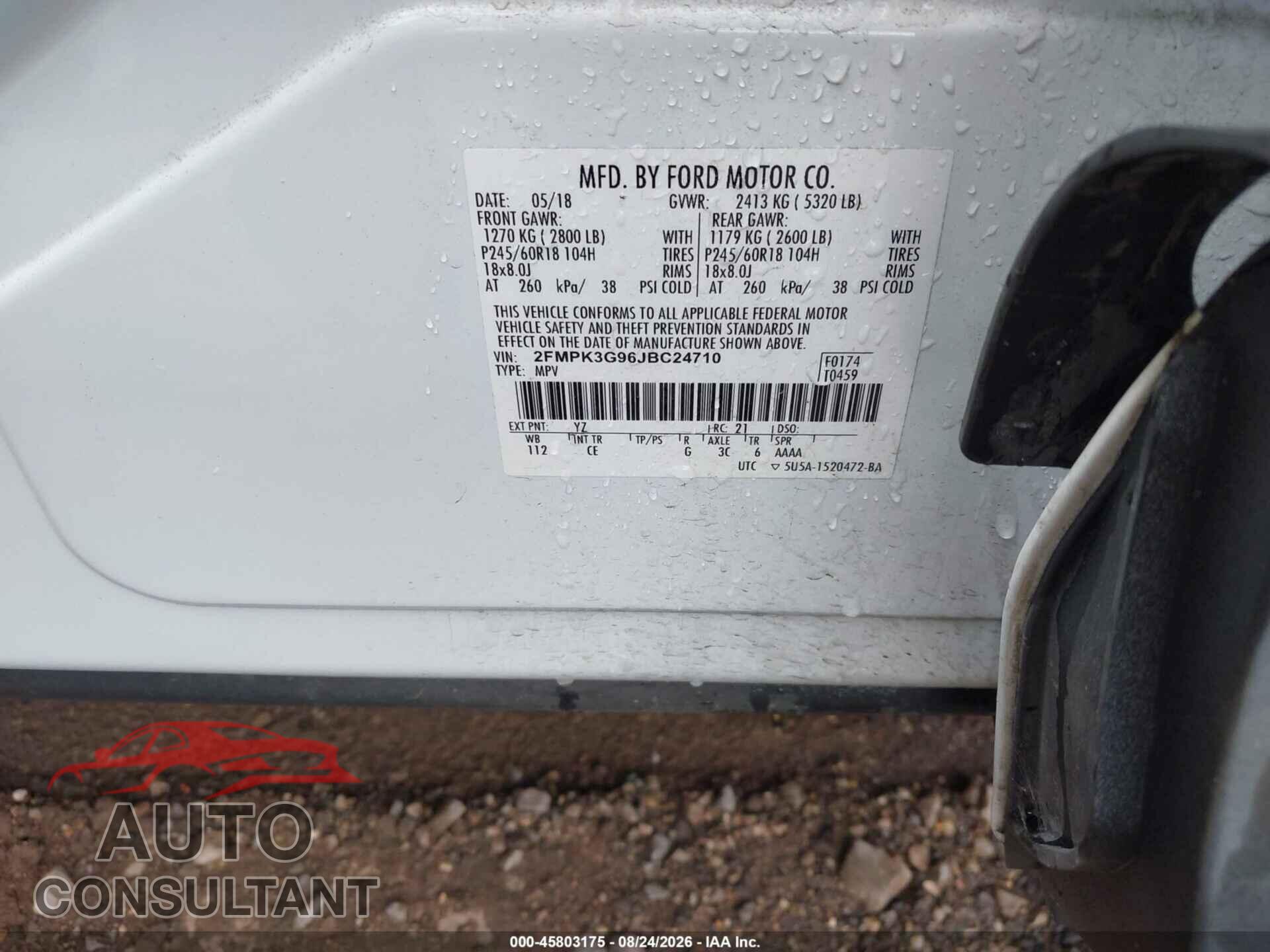 FORD EDGE 2018 - 2FMPK3G96JBC24710