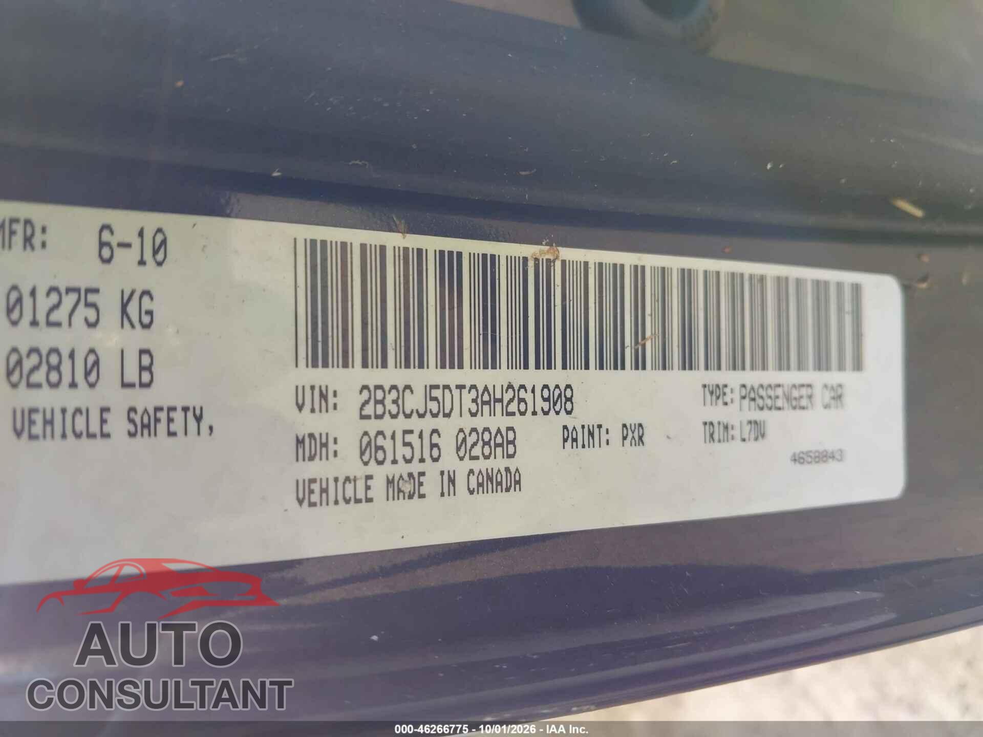 DODGE CHALLENGER 2010 - 2B3CJ5DT3AH261908