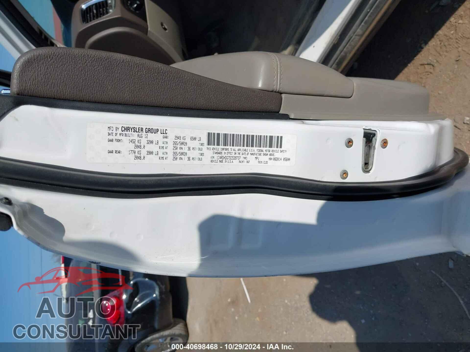 DODGE DURANGO 2013 - 1C4RDHDG7DC539737
