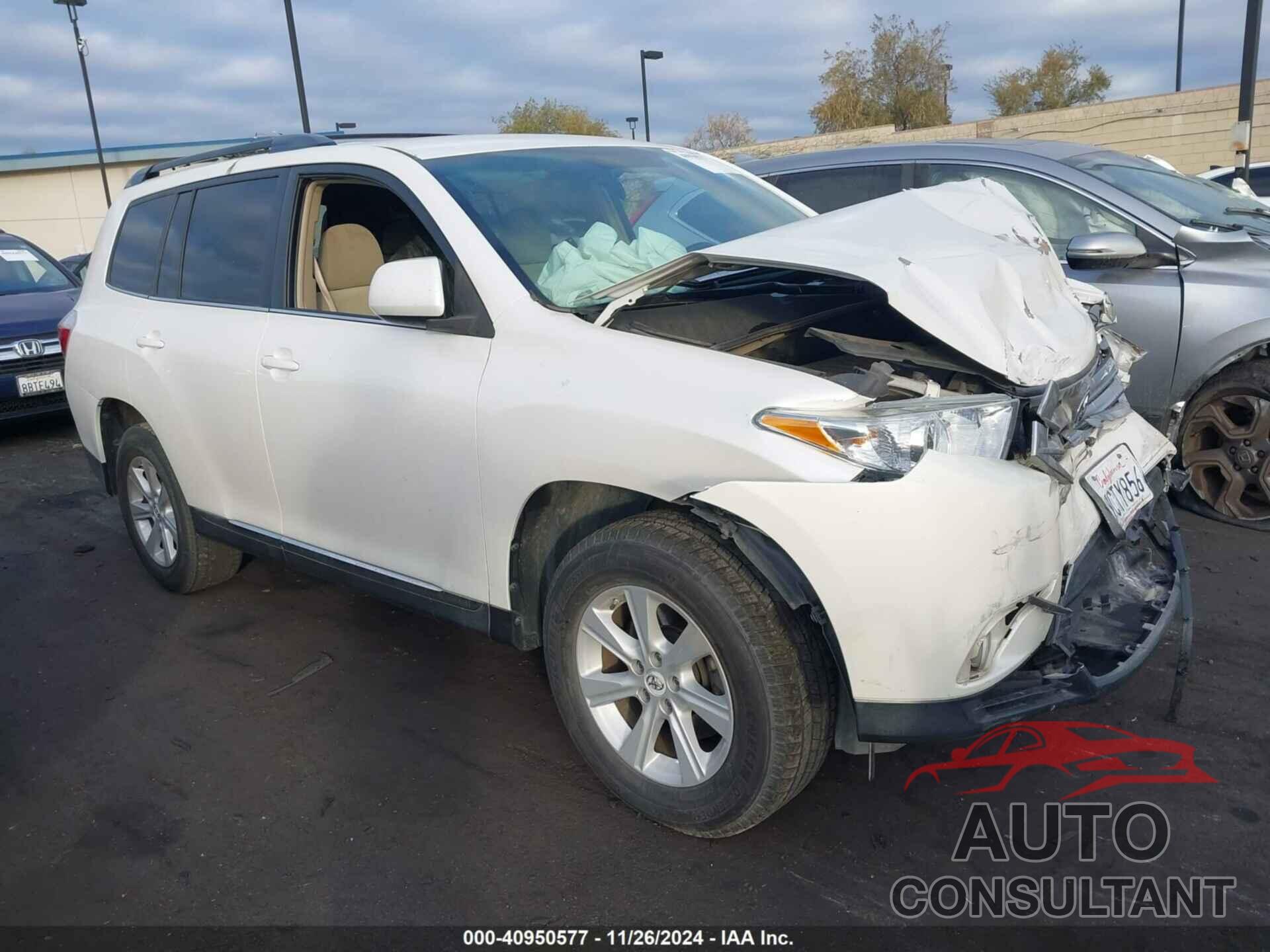 TOYOTA HIGHLANDER 2012 - 5TDZK3EH6CS083422