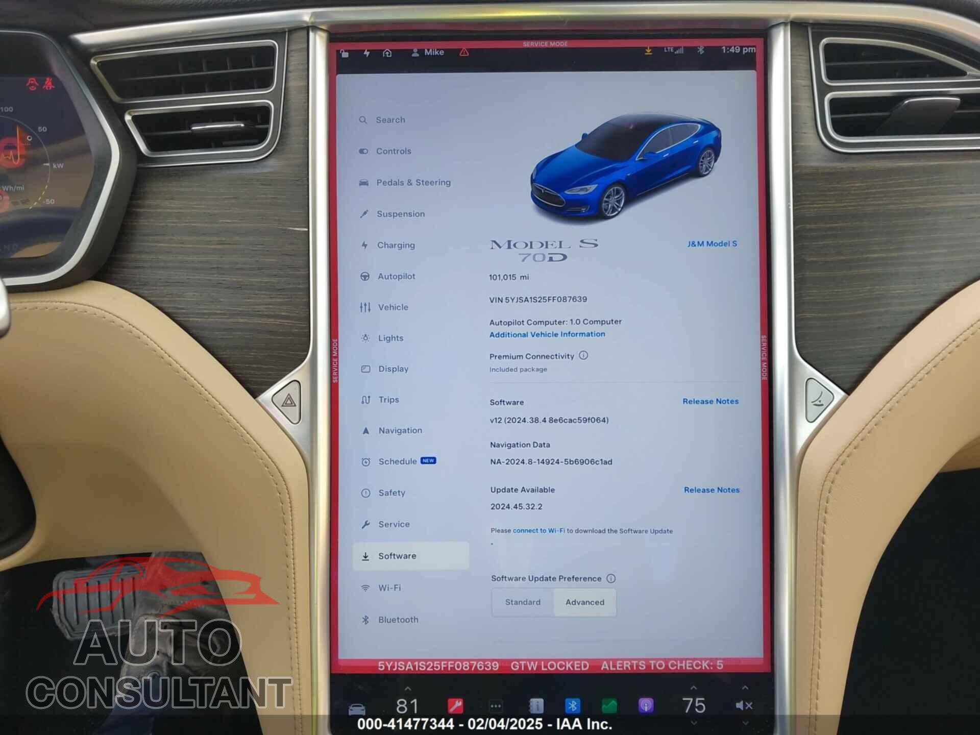 TESLA MODEL S 2015 - 5YJSA1S25FF087639