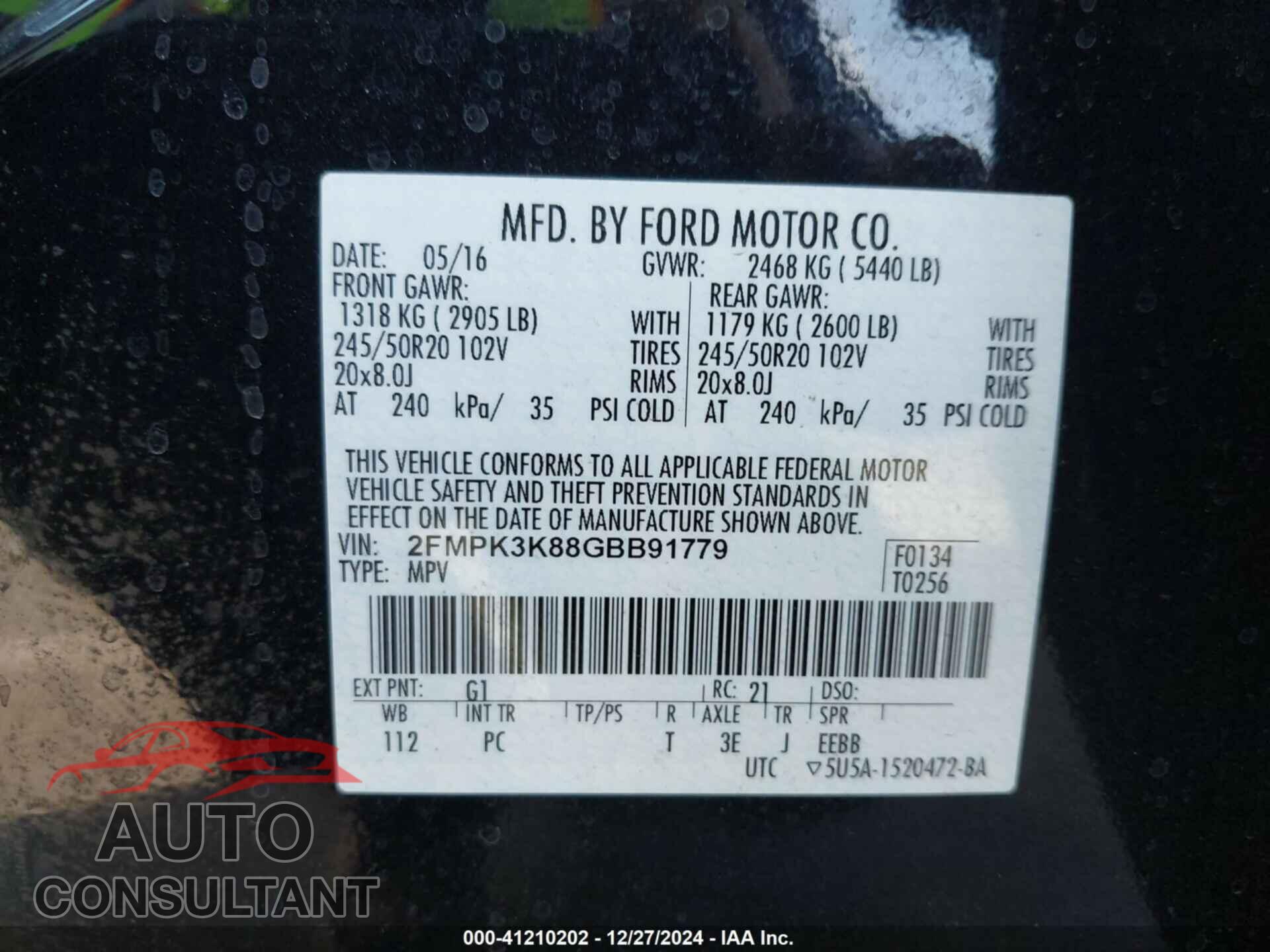 FORD EDGE 2016 - 2FMPK3K88GBB91779