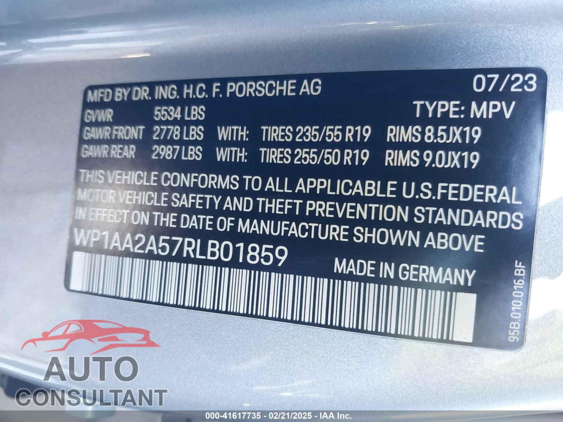 PORSCHE MACAN 2024 - WP1AA2A57RLB01859