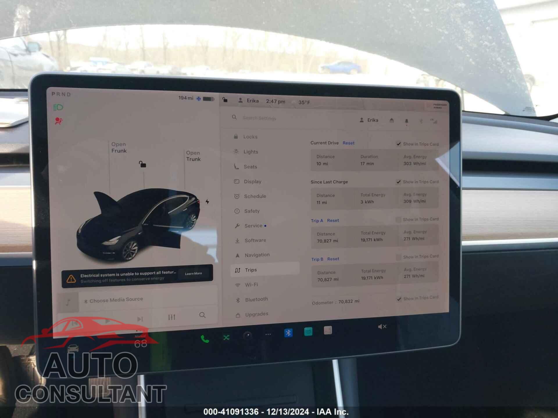 TESLA MODEL 3 2019 - 5YJ3E1EB5KF194091
