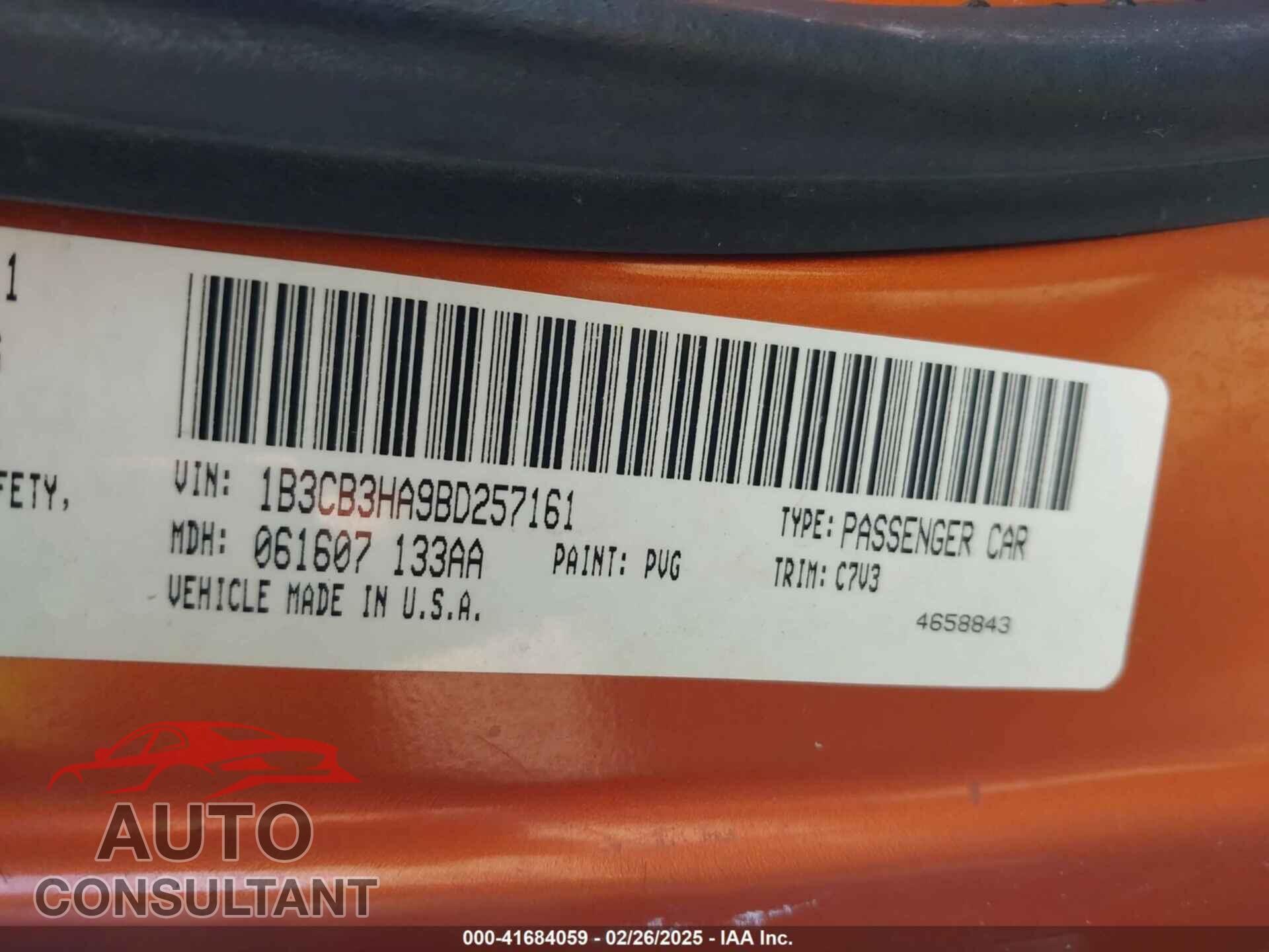 DODGE CALIBER 2011 - 1B3CB3HA9BD257161