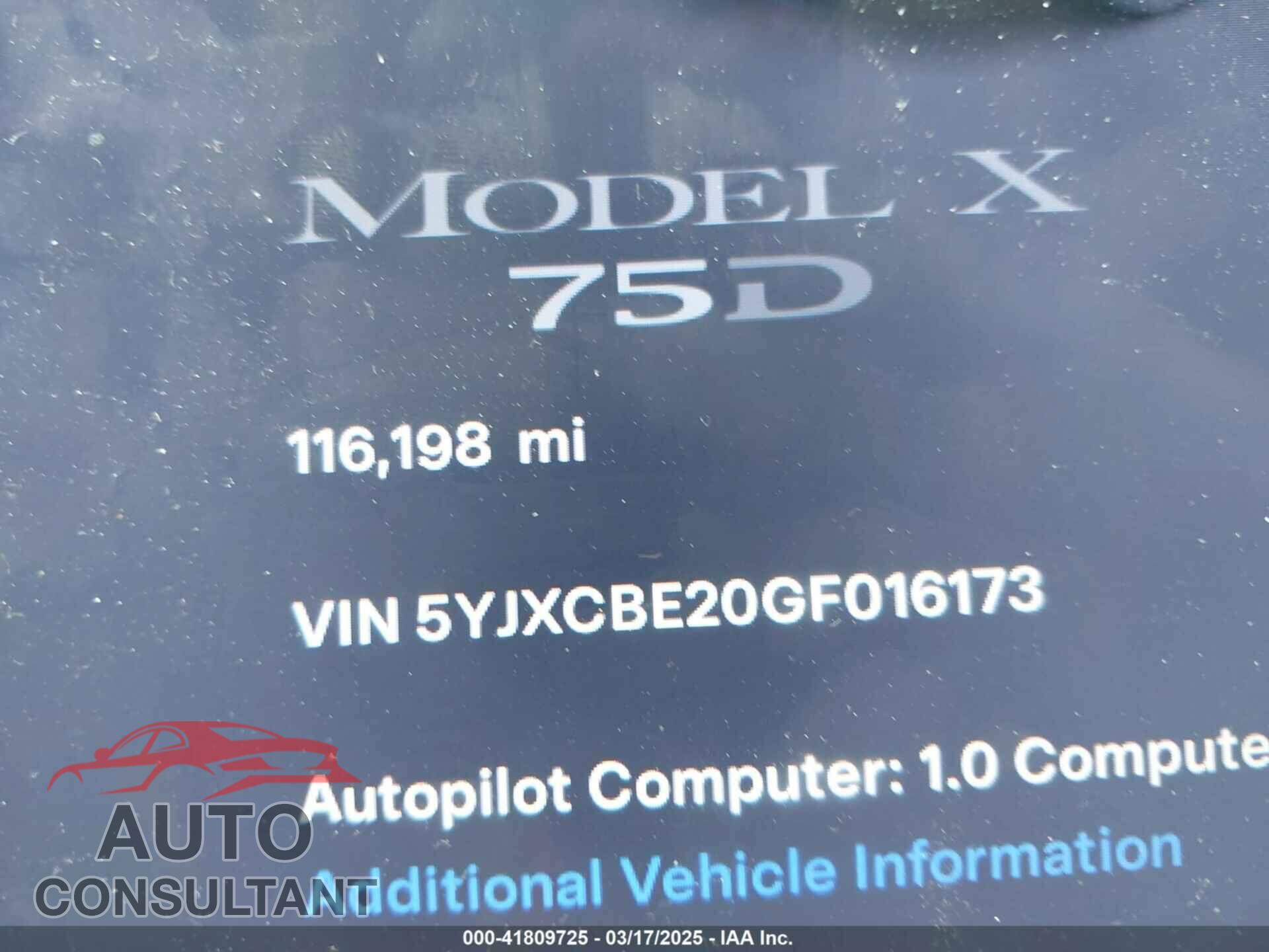 TESLA MODEL X 2016 - 5YJXCBE20GF016173