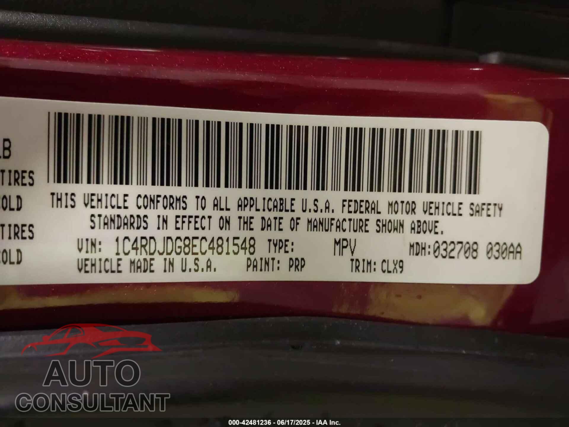 DODGE DURANGO 2014 - 1C4RDJDG8EC481548