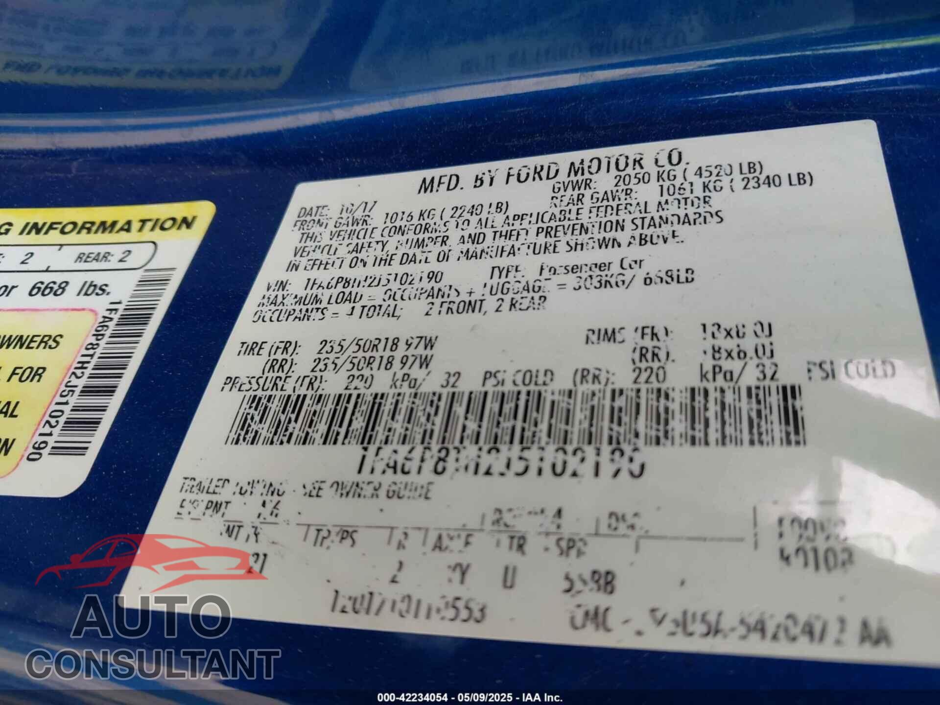 FORD MUSTANG 2018 - 1FA6P8TH2J5102190