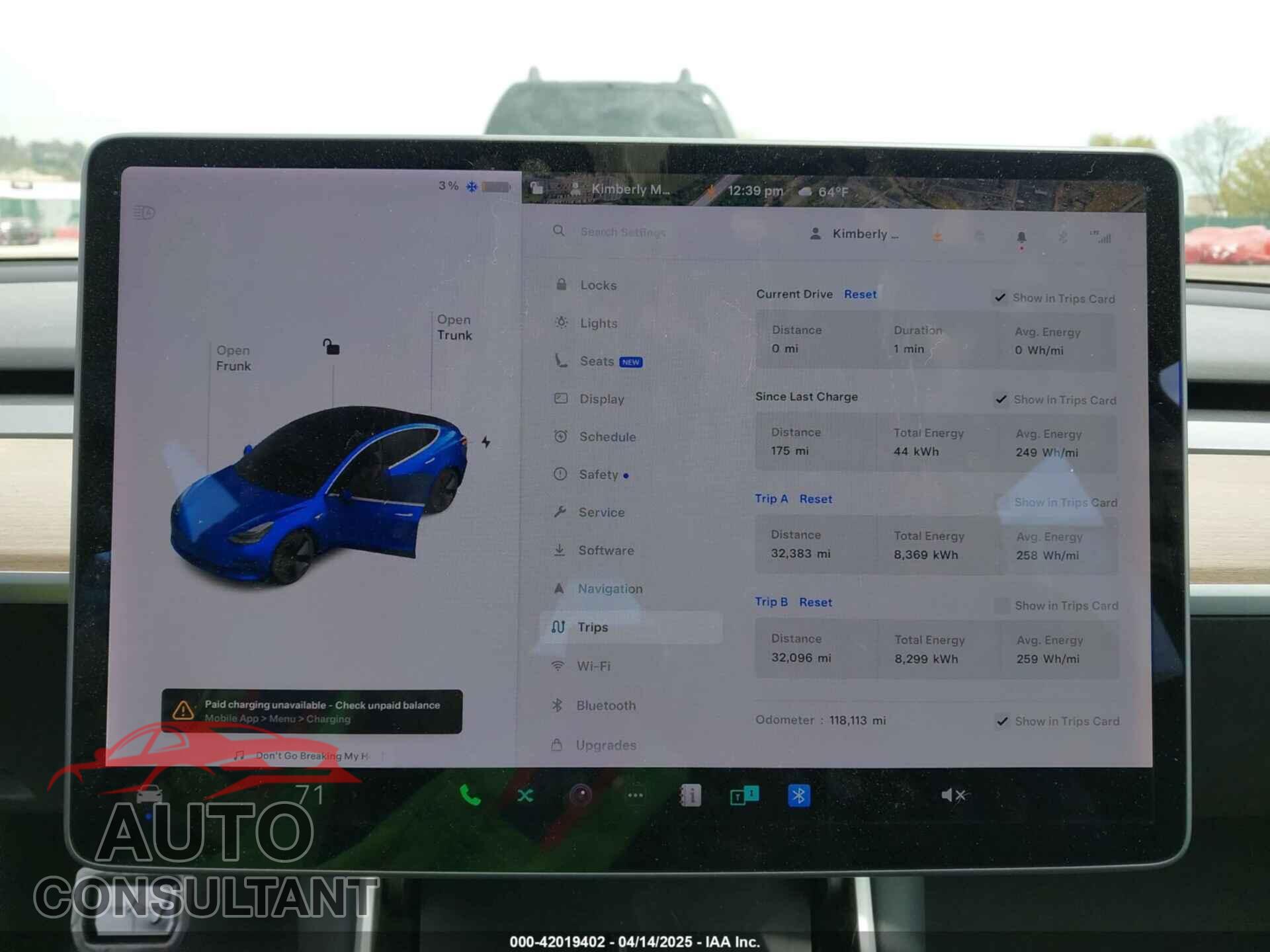 TESLA MODEL 3 2019 - 5YJ3E1EB5KF497582