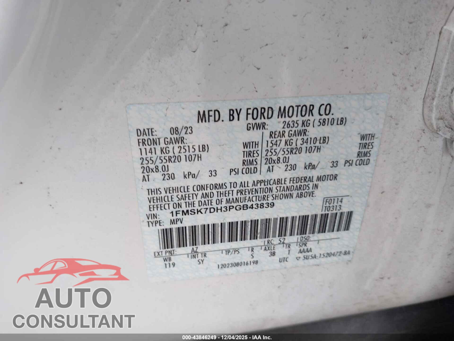 FORD EXPLORER 2023 - 1FMSK7DH3PGB43839