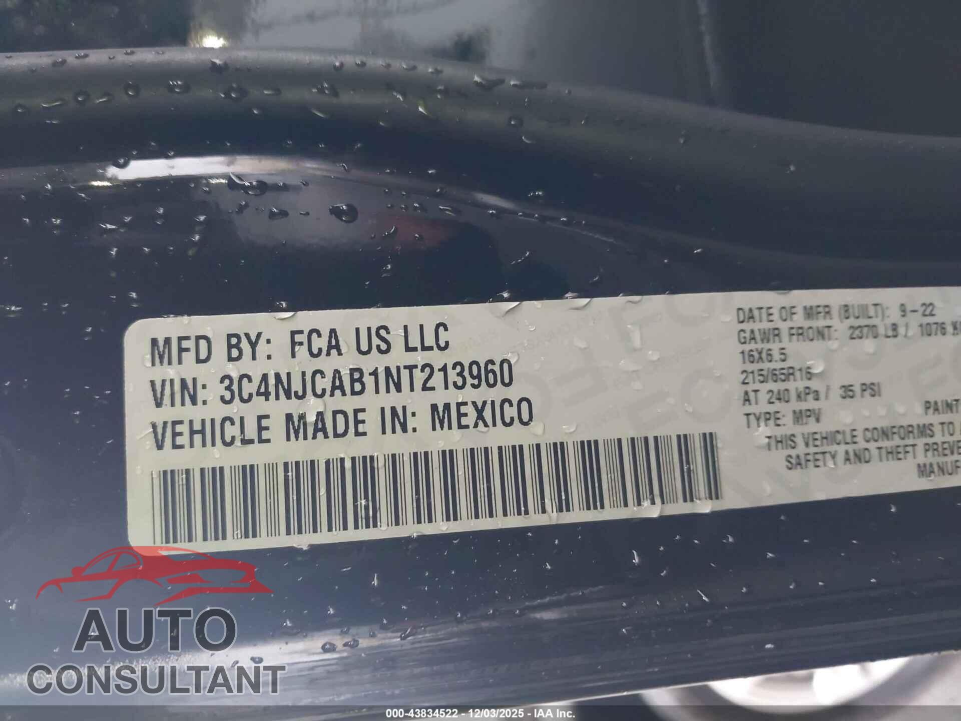 JEEP COMPASS 2022 - 3C4NJCAB1NT213960