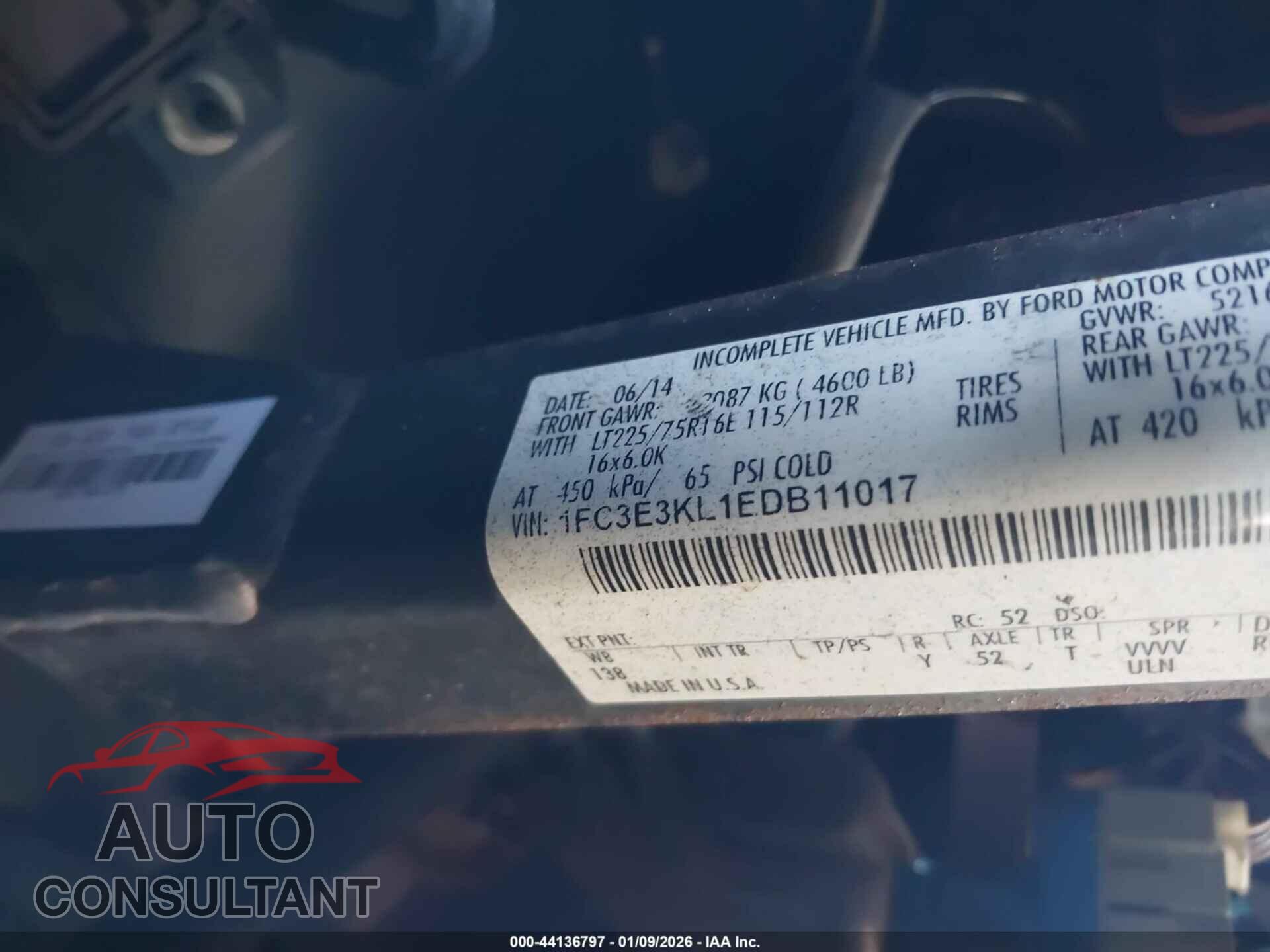 FORD E-350 STRIPPED 2014 - 1FC3E3KL1EDB11017