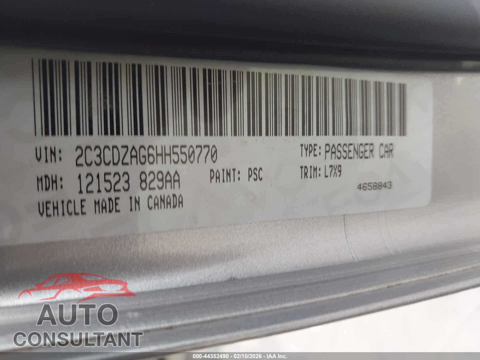DODGE CHALLENGER 2017 - 2C3CDZAG6HH550770