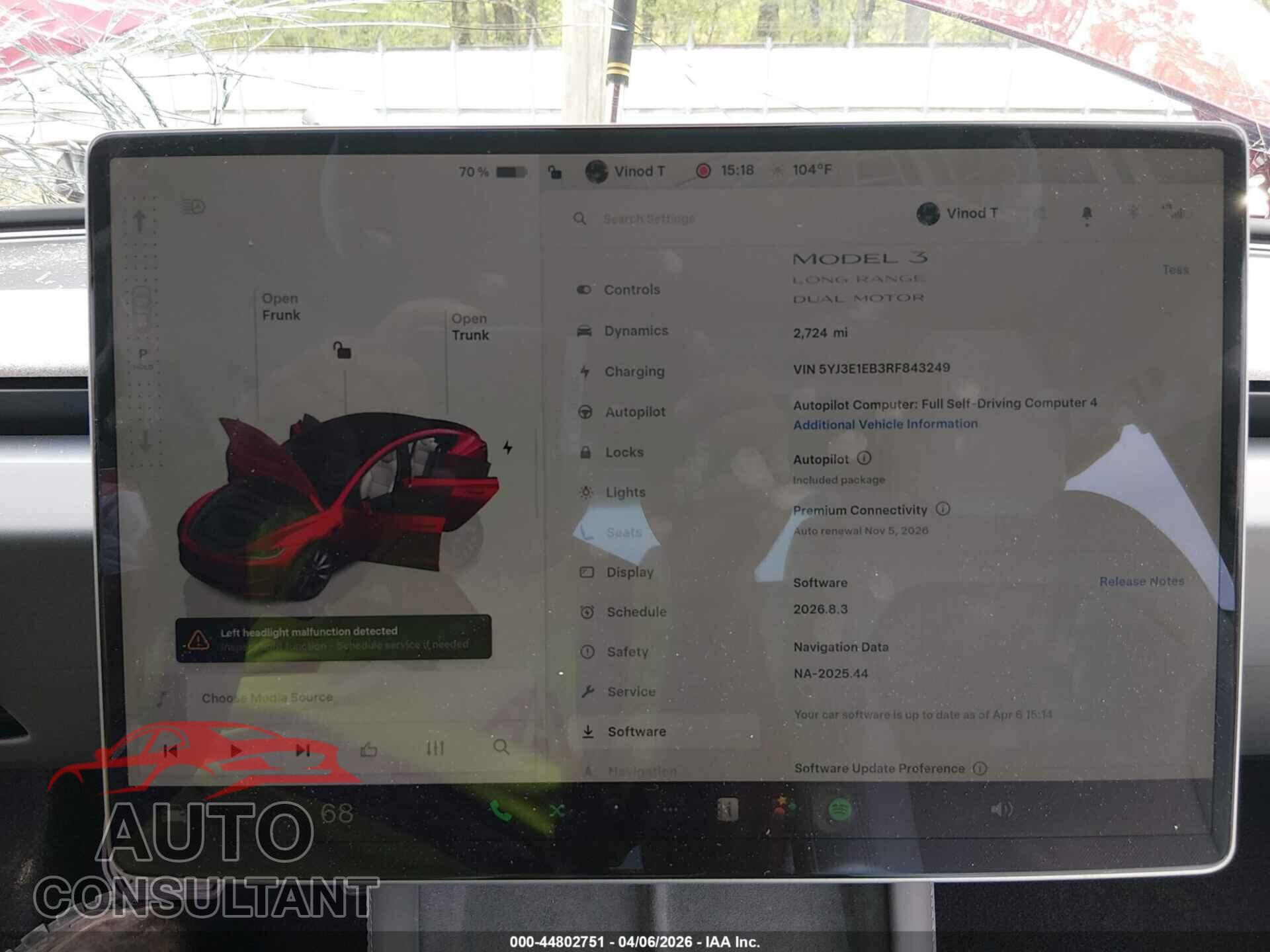 TESLA MODEL 3 2024 - 5YJ3E1EB3RF843249