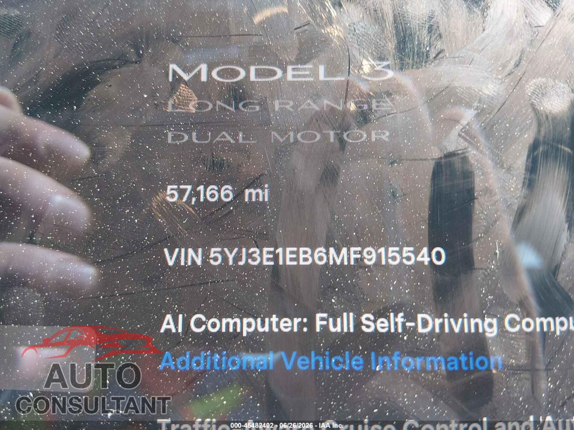 TESLA MODEL 3 2021 - 5YJ3E1EB6MF915540