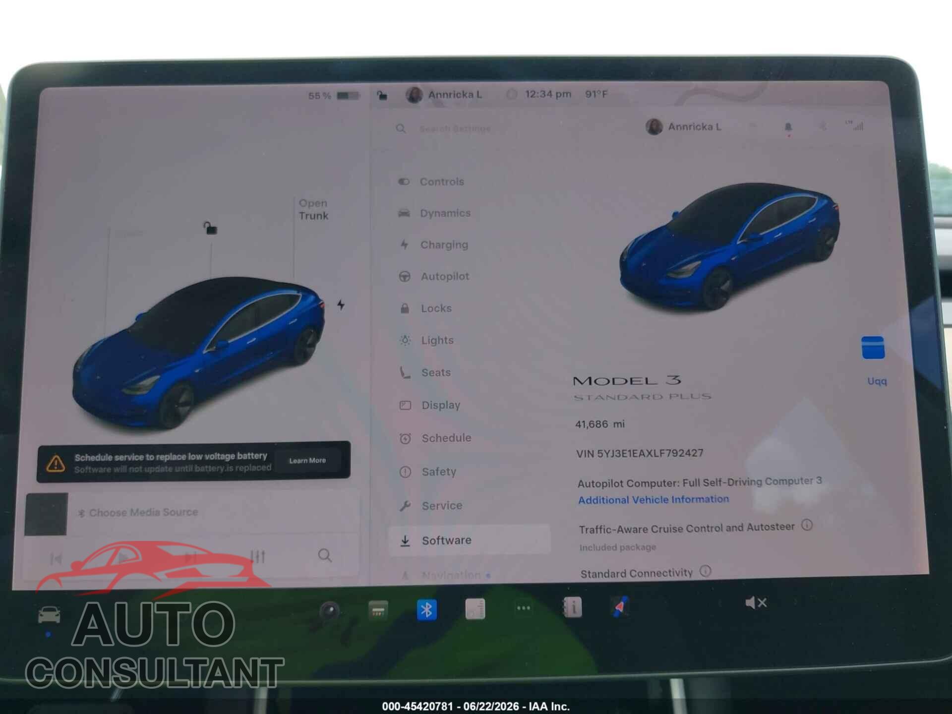 TESLA MODEL 3 2020 - 5YJ3E1EAXLF792427