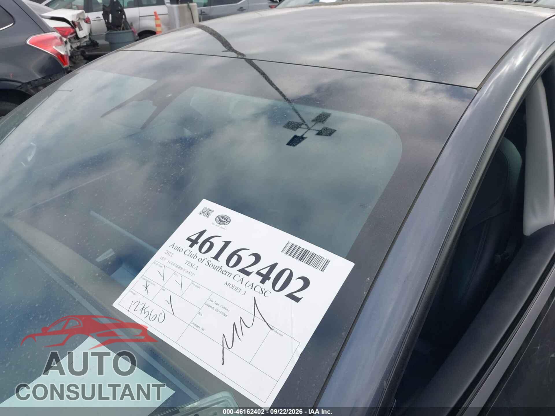 TESLA MODEL 3 2022 - 5YJ3E1EB0NF265525