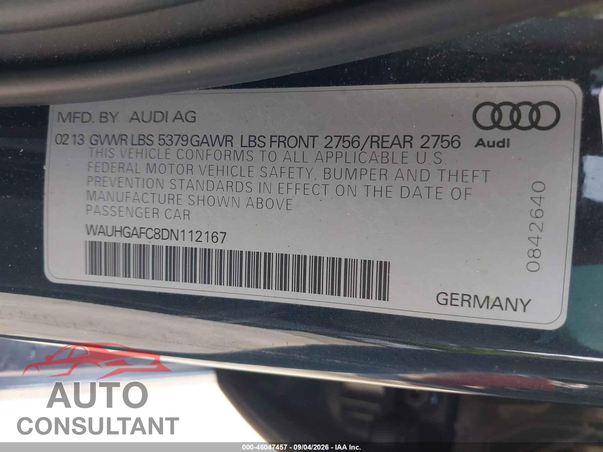 AUDI A6 2013 - WAUHGAFC8DN112167