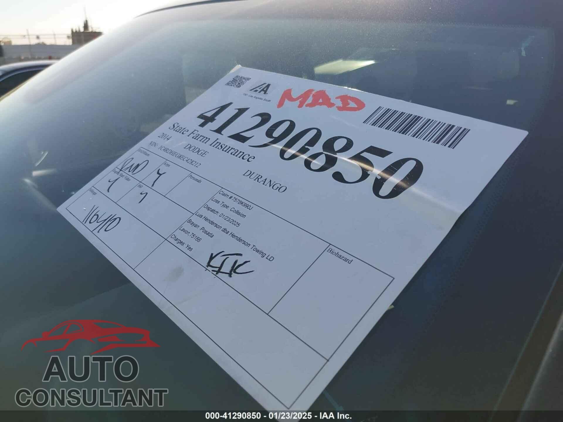 DODGE DURANGO 2014 - 1C4RDHEG8EC428212