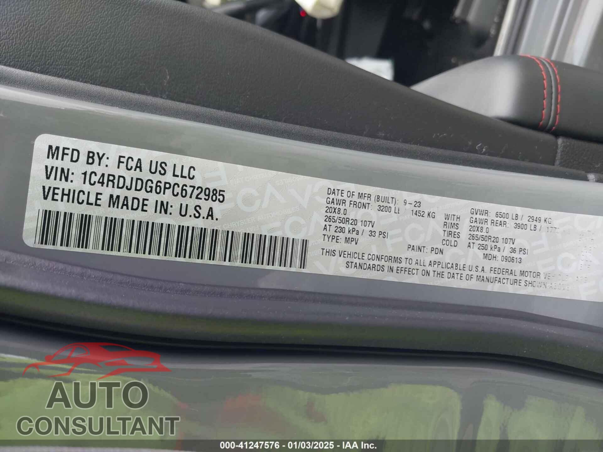 DODGE DURANGO 2023 - 1C4RDJDG6PC672985
