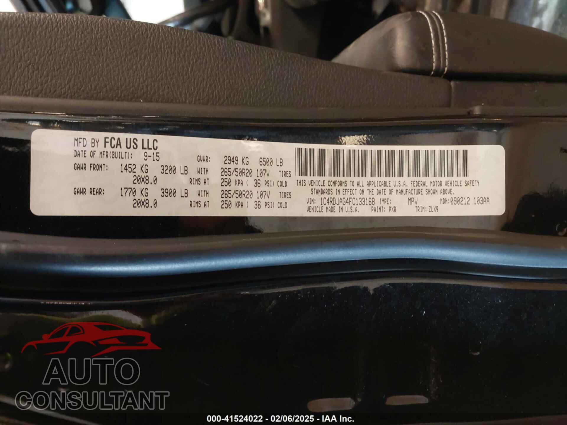 DODGE DURANGO 2015 - 1C4RDJAG4FC133168