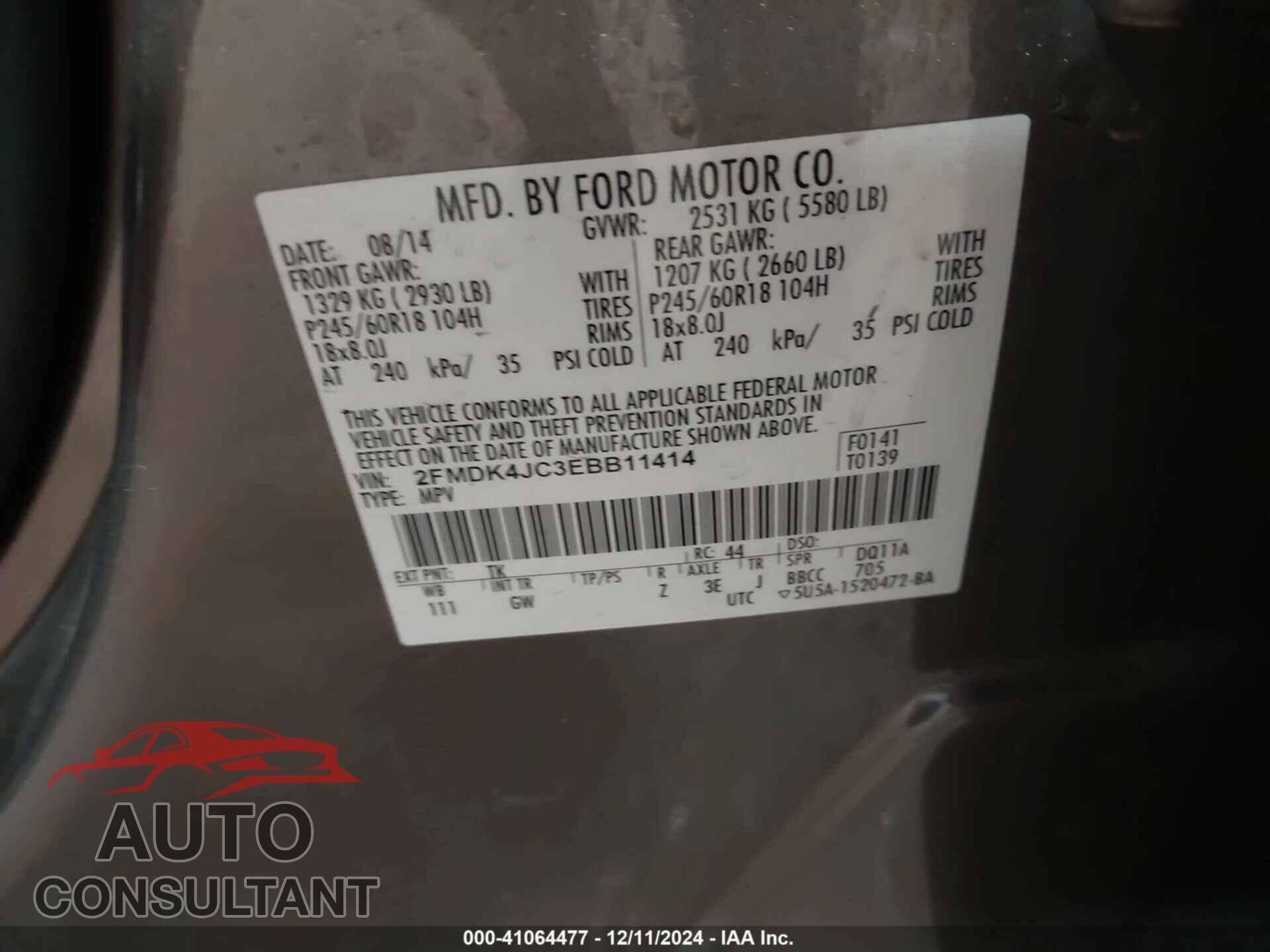 FORD EDGE 2014 - 2FMDK4JC3EBB11414
