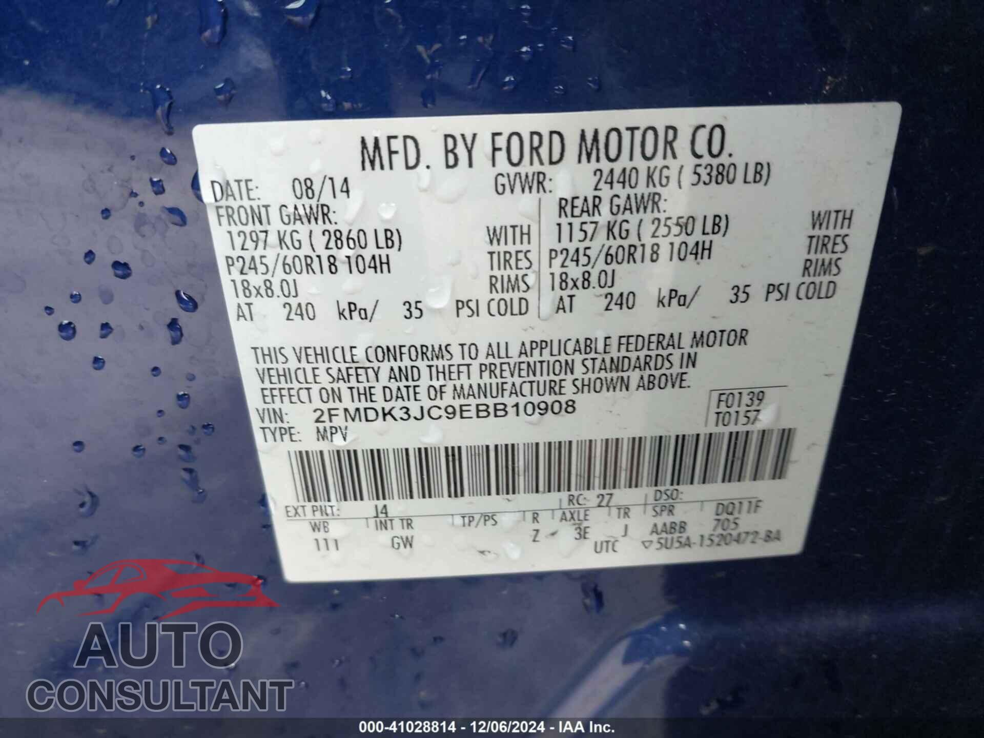 FORD EDGE 2014 - 2FMDK3JC9EBB10908