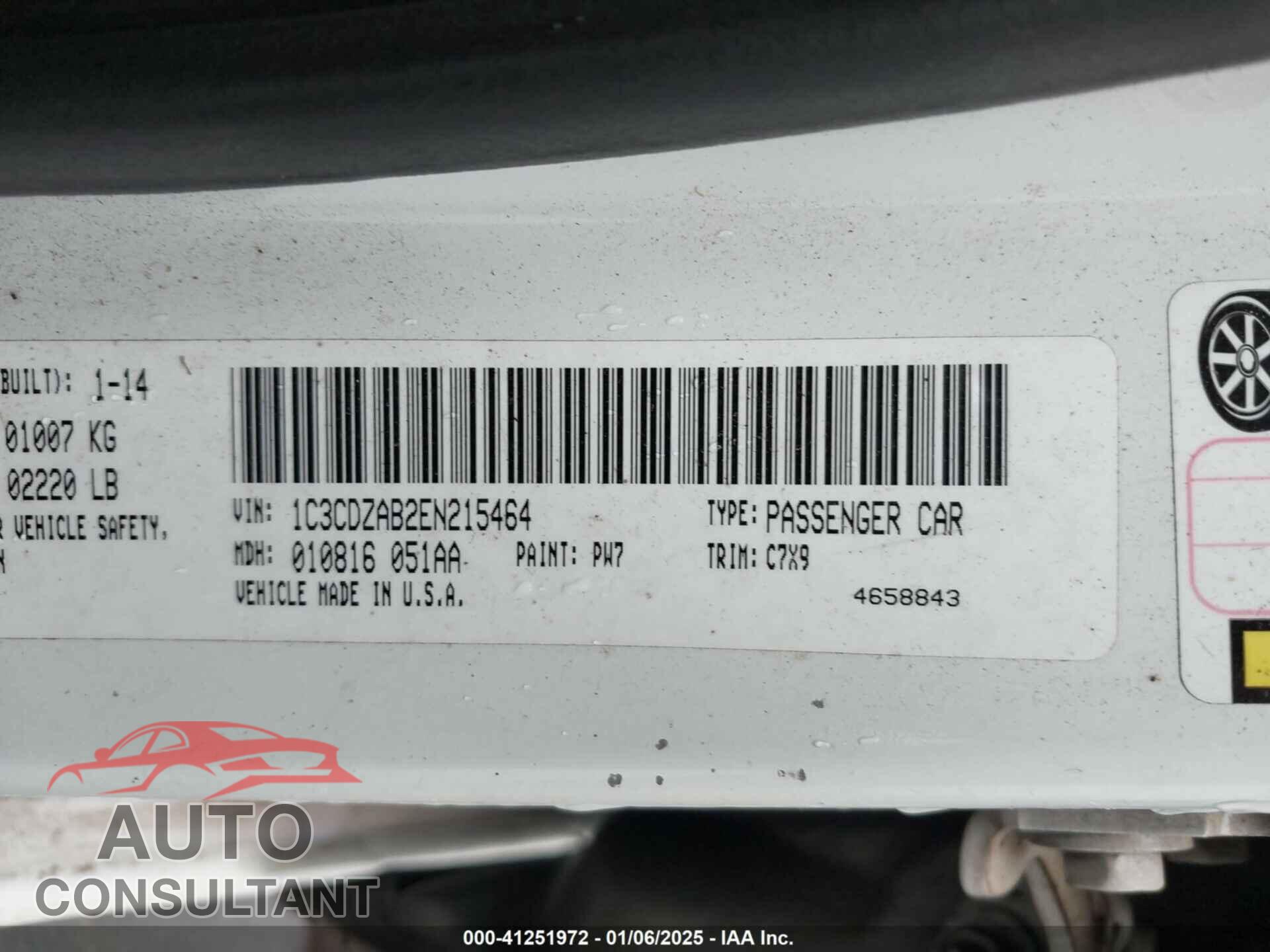 DODGE AVENGER 2014 - 1C3CDZAB2EN215464