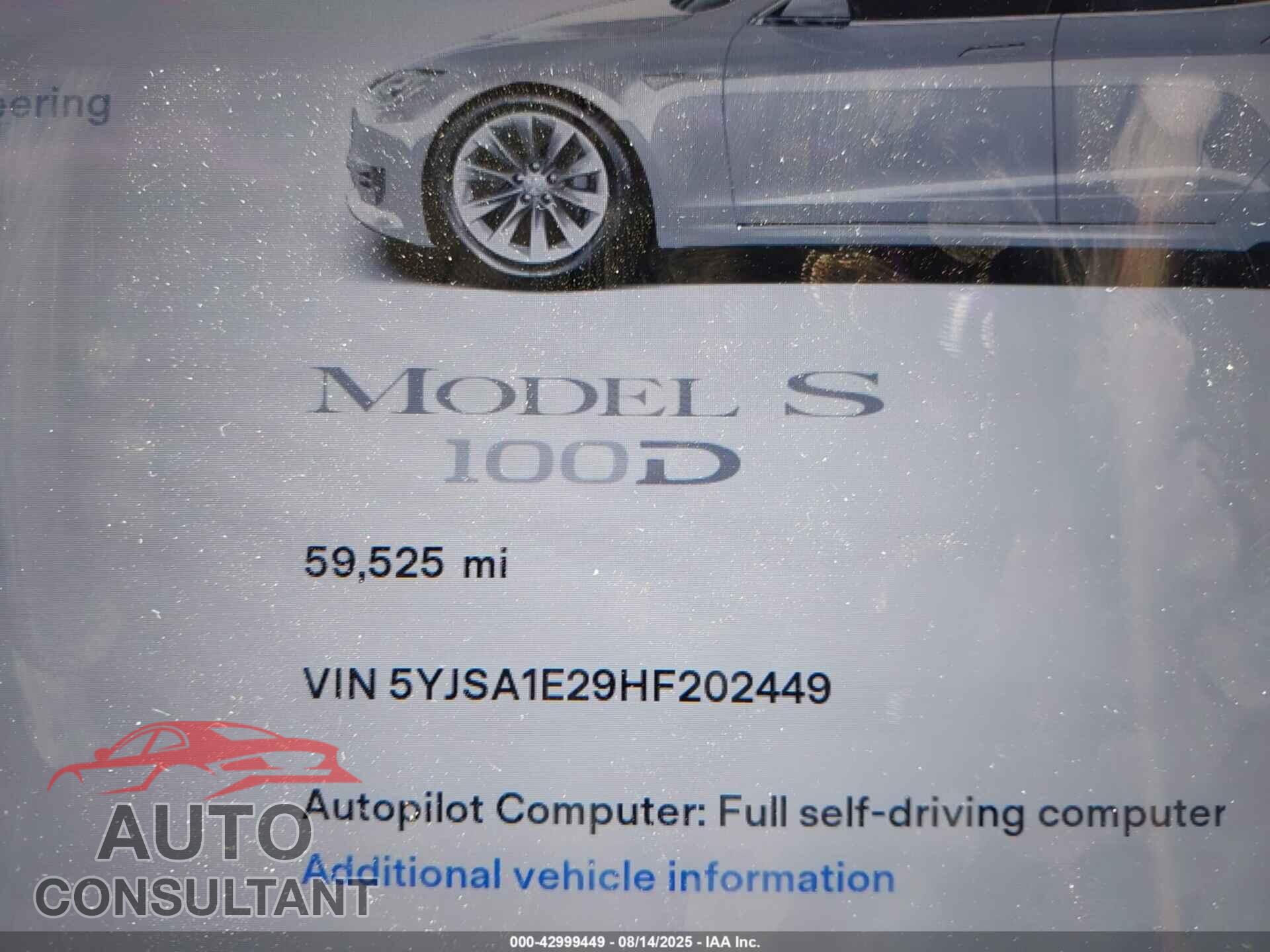 TESLA MODEL S 2017 - 5YJSA1E29HF202449