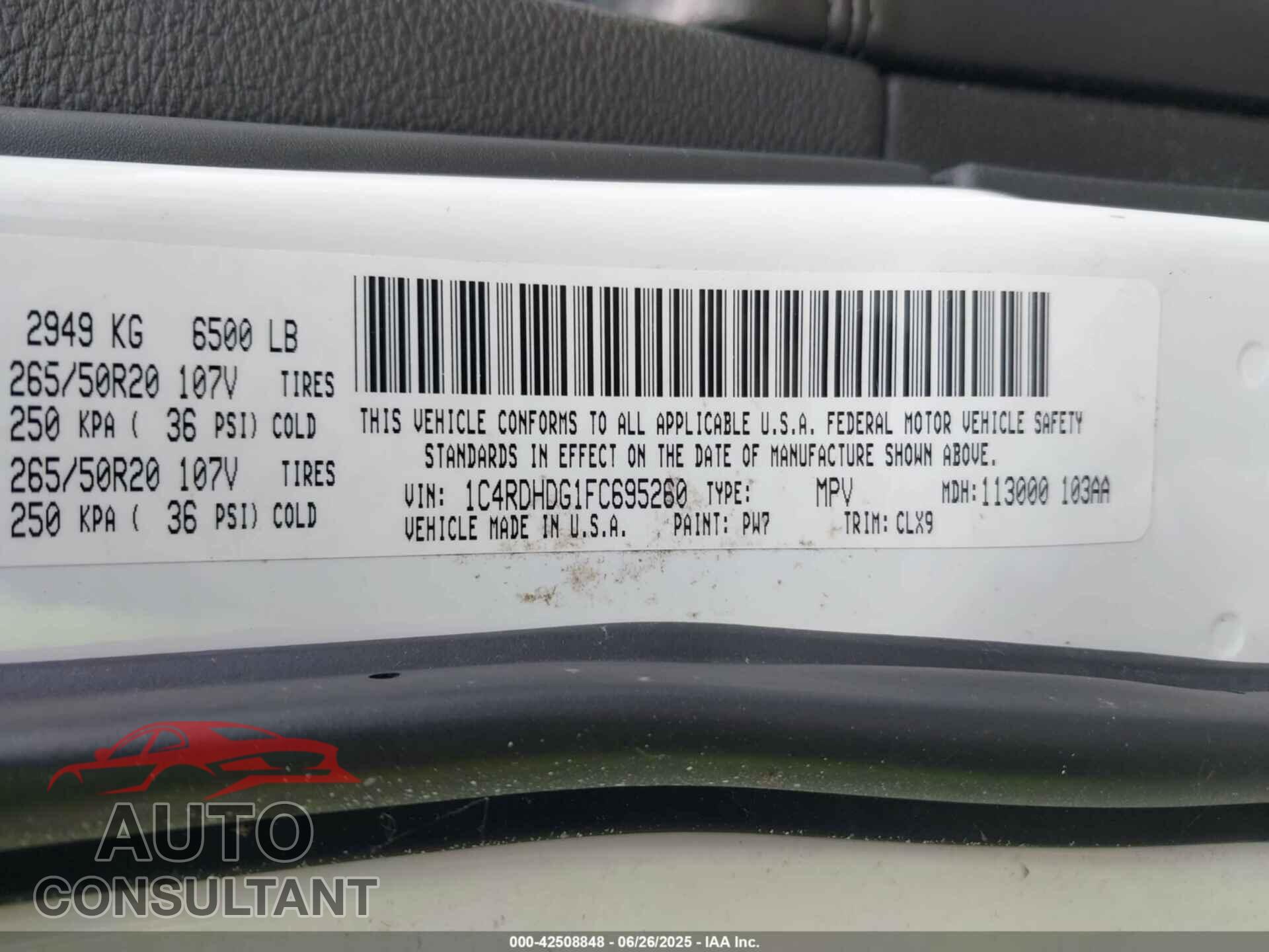 DODGE DURANGO 2015 - 1C4RDHDG1FC695260